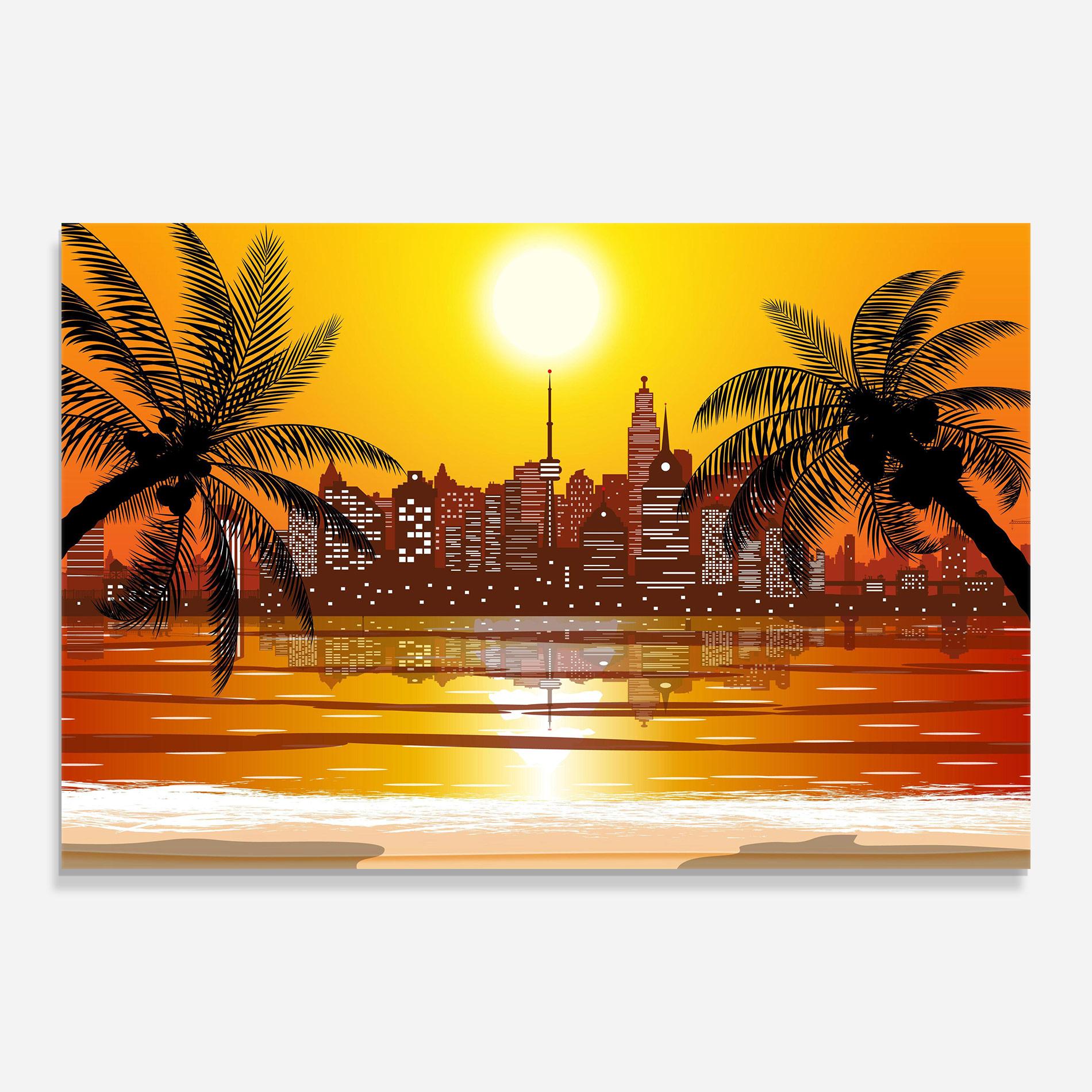 Glasbild City Sunrise View mockup 0