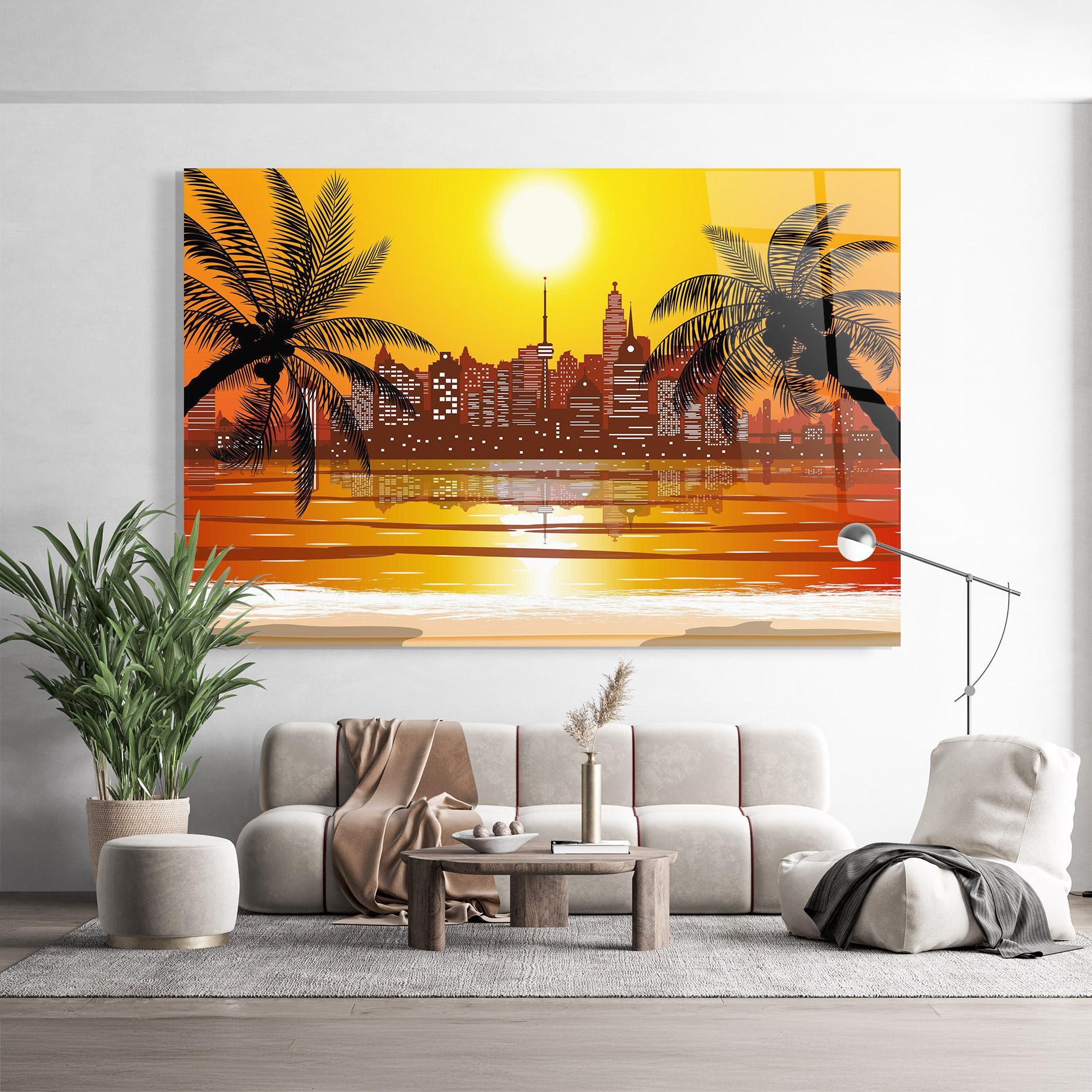 Glasbild City Sunrise View mockup 9