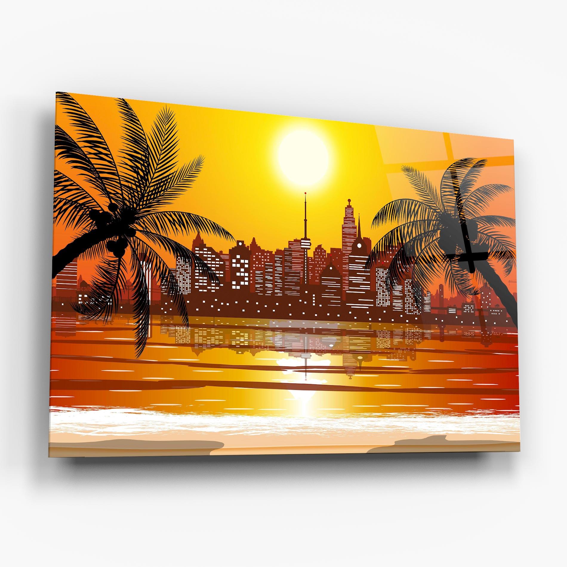 Glasbild City Sunrise View mockup 6