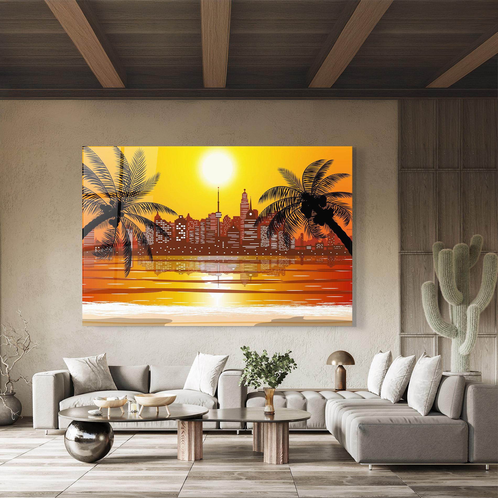 Glasbild City Sunrise View mockup 8