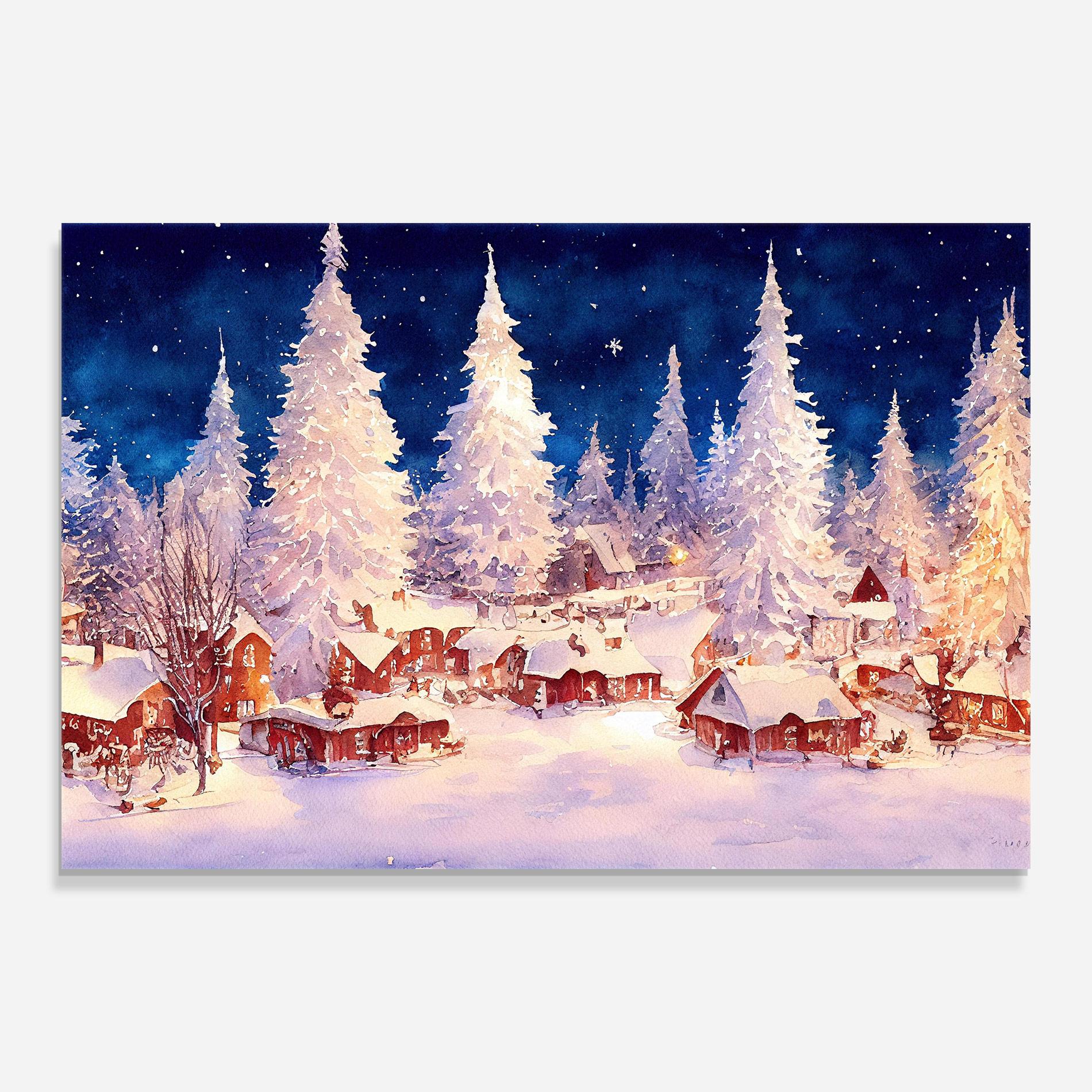 Glasbild Snow Falling Painting mockup 0