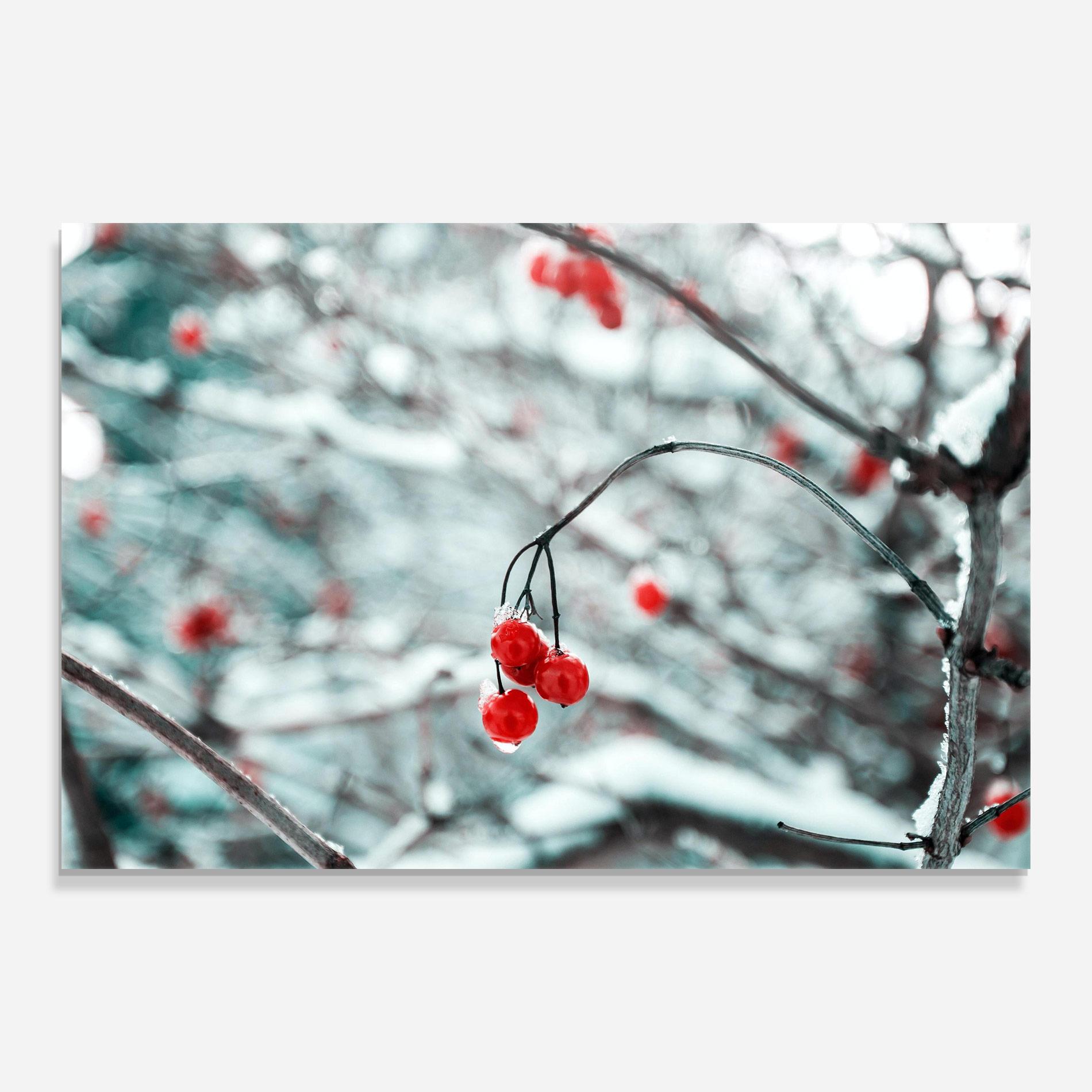 Glasbild Snow Red Fruits mockup 0