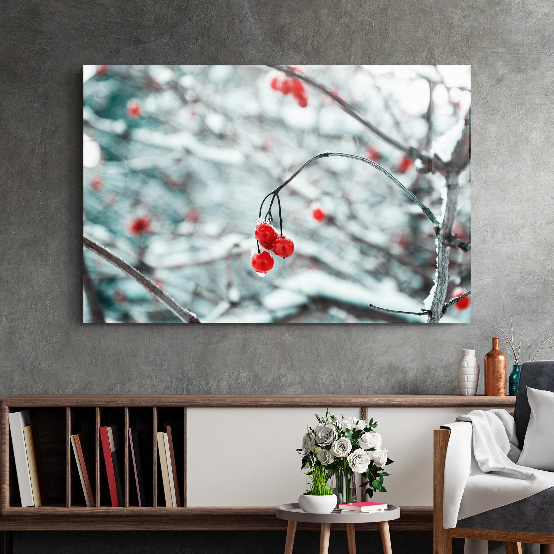 Glasbild Snow Red Fruits mockup 2