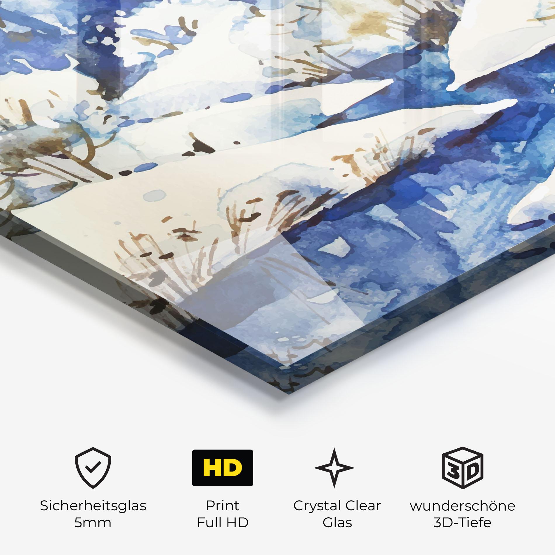 Glasbild Blue Trees Winter mockup 3