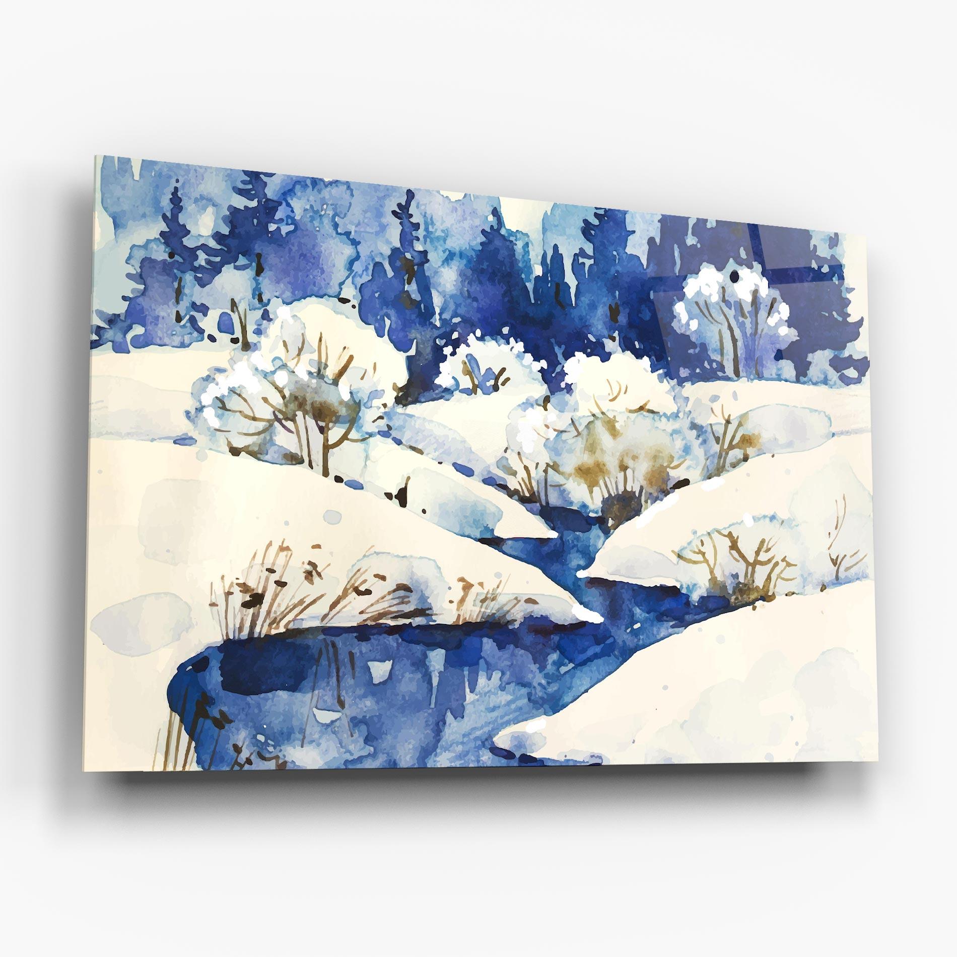 Glasbild Blue Trees Winter mockup 6