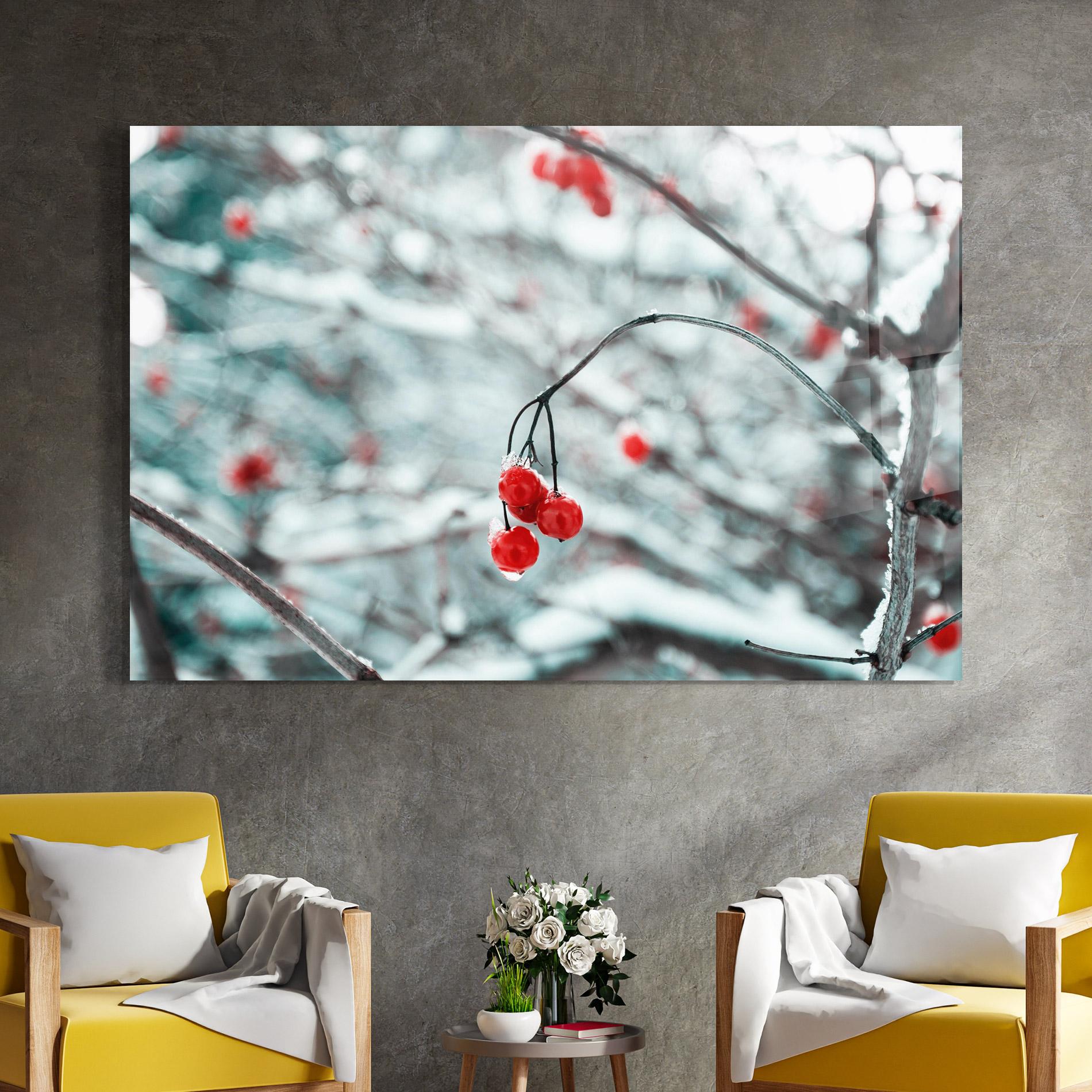 Glasbild Snow Red Fruits mockup 4