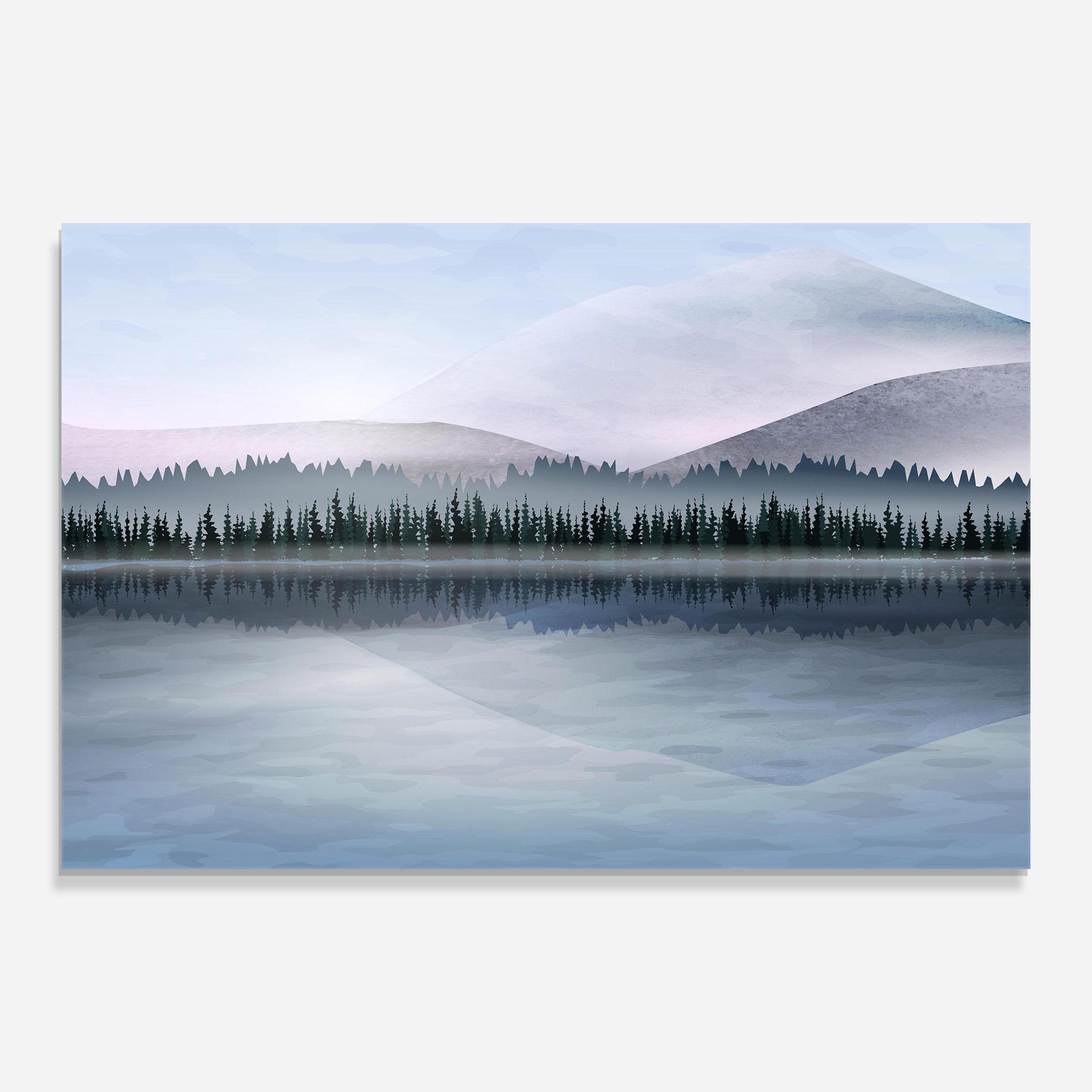 Glasbild Grey Lake Trees mockup 0