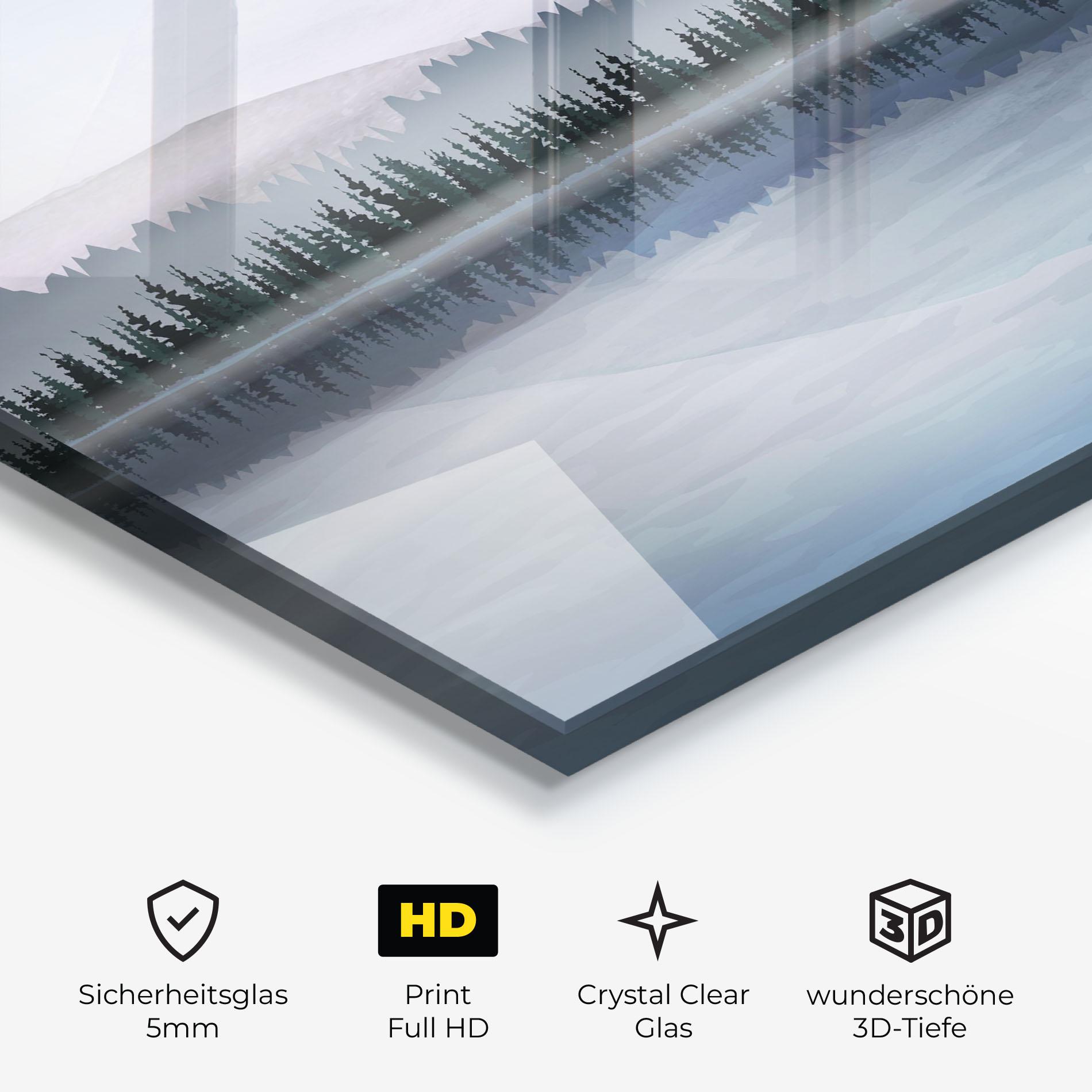 Glasbild Grey Lake Trees mockup 3