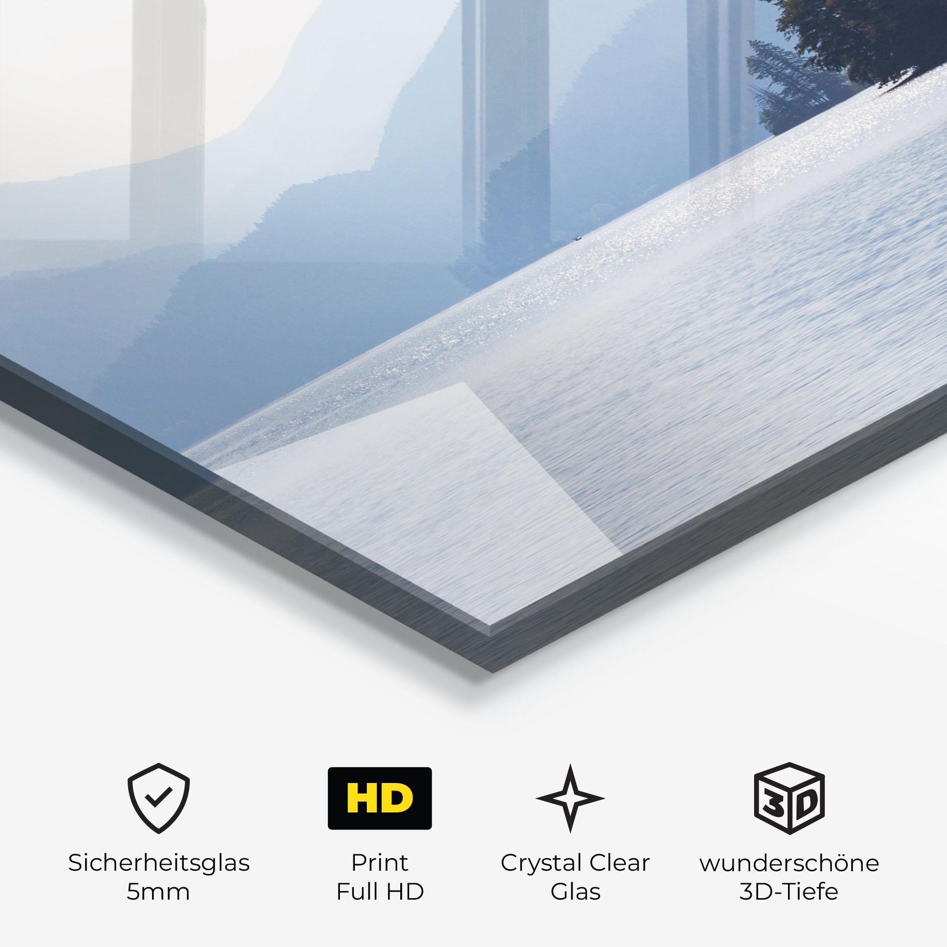 Glasbild Grey Lake View mockup 3