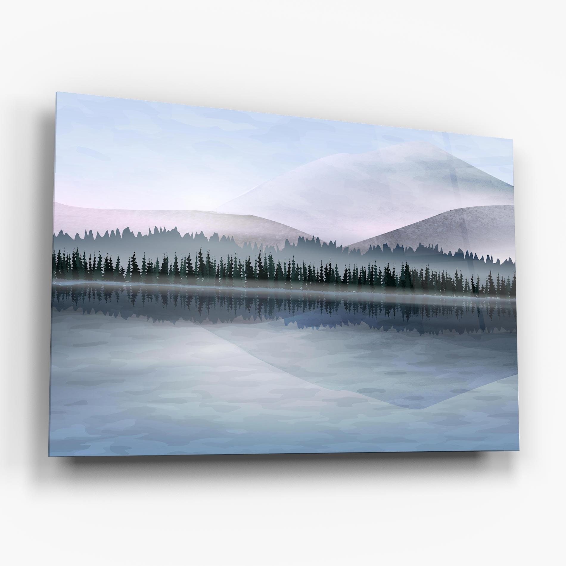 Glasbild Grey Lake Trees mockup 6