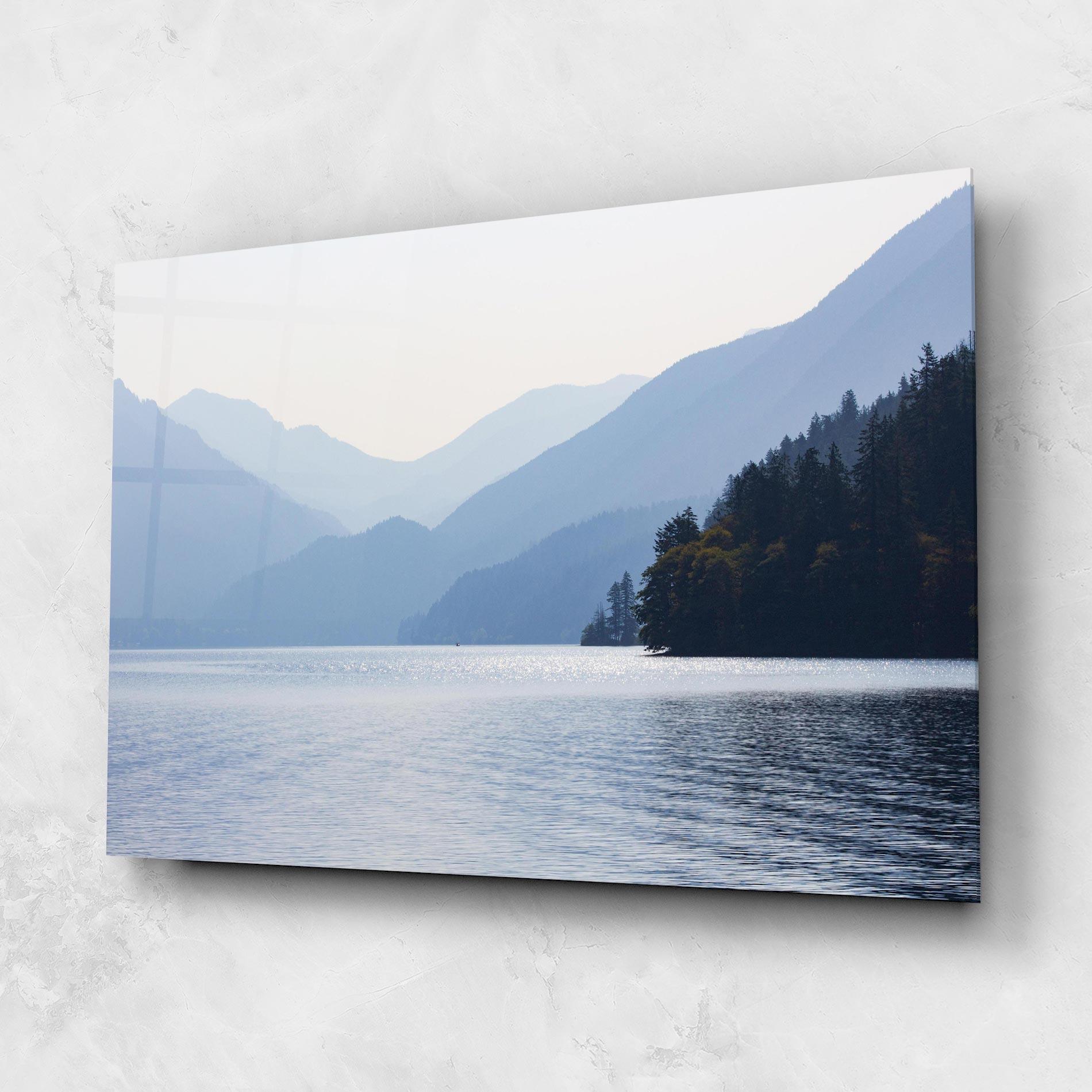 Glasbild Grey Lake View mockup 1