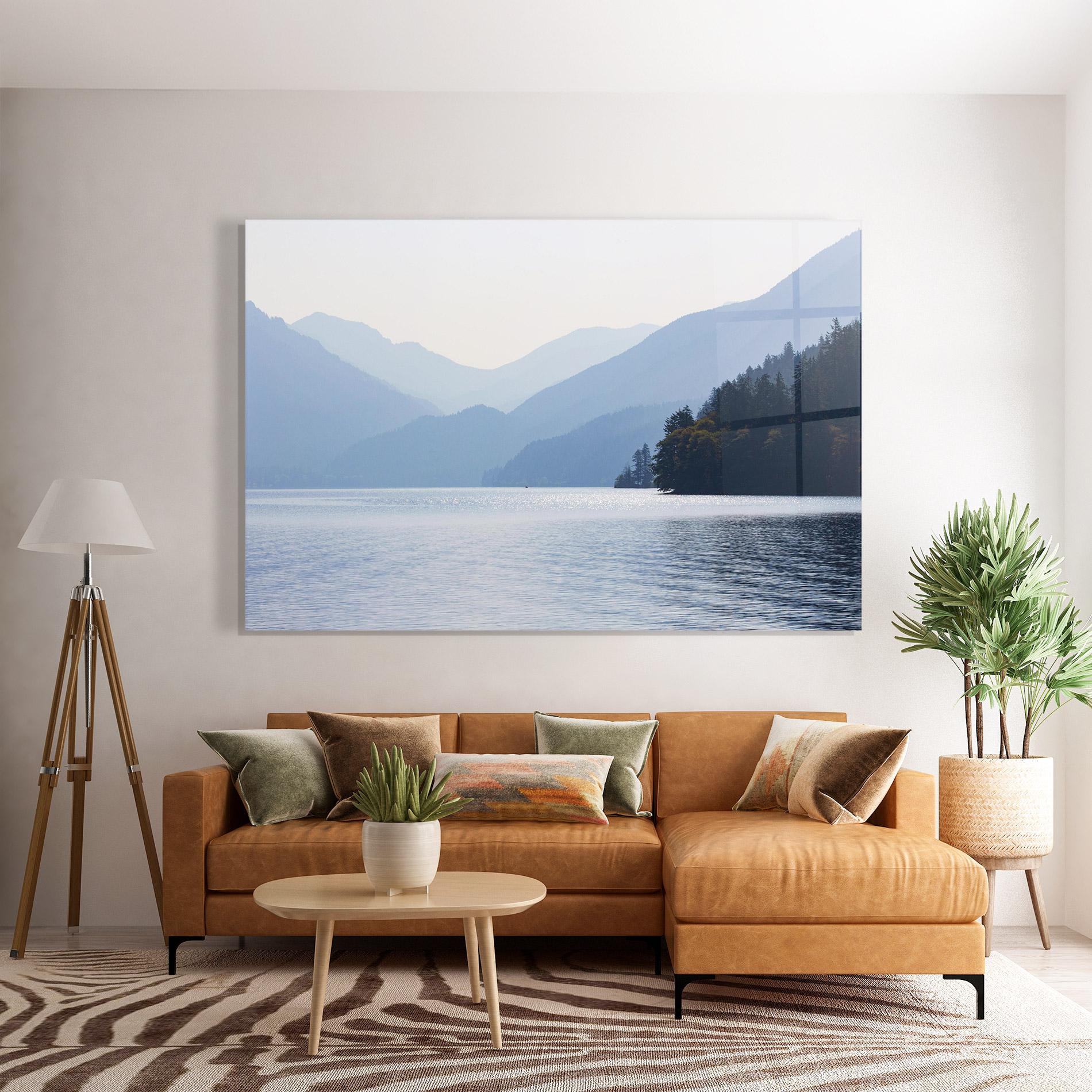 Glasbild Grey Lake View mockup 7