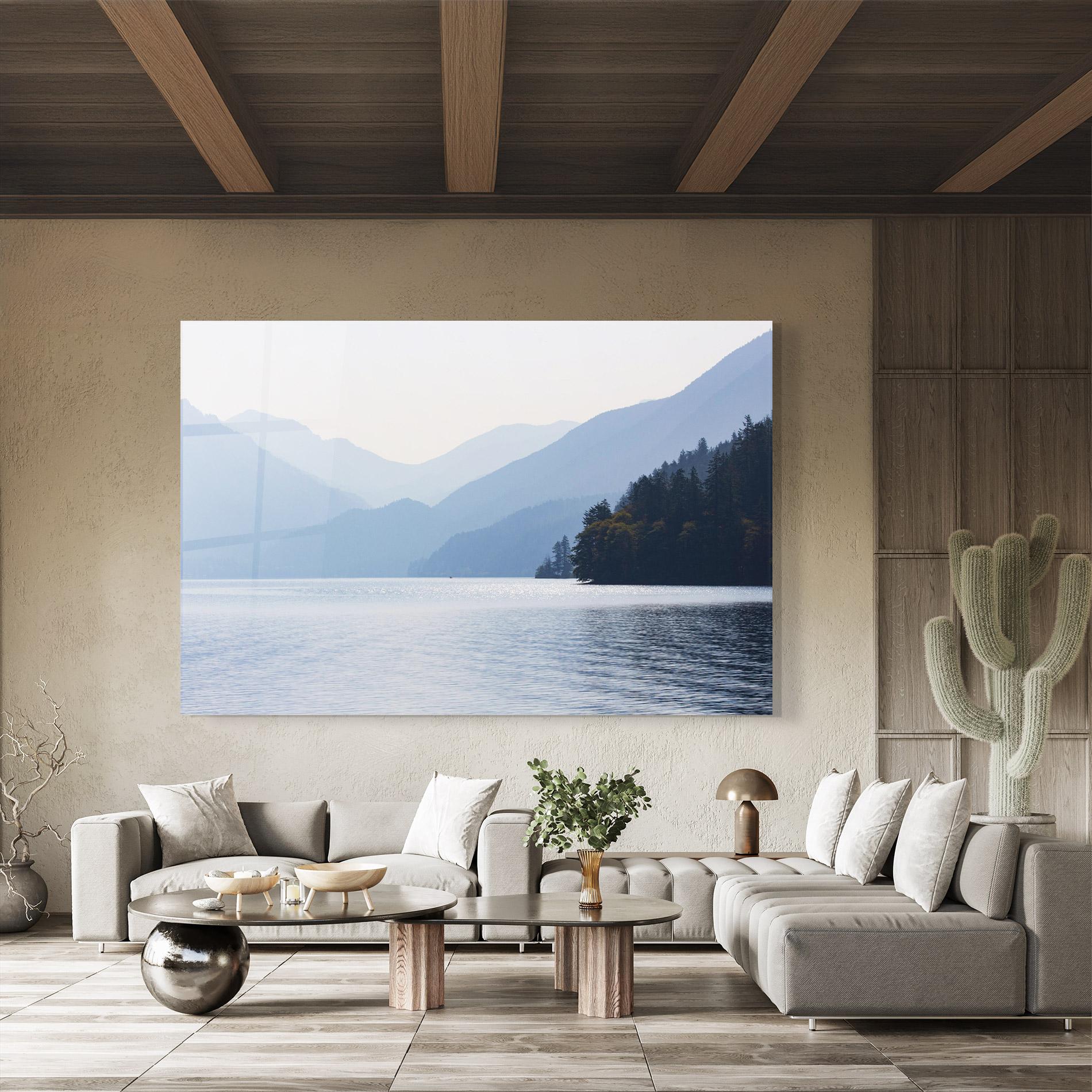 Glasbild Grey Lake View mockup 8