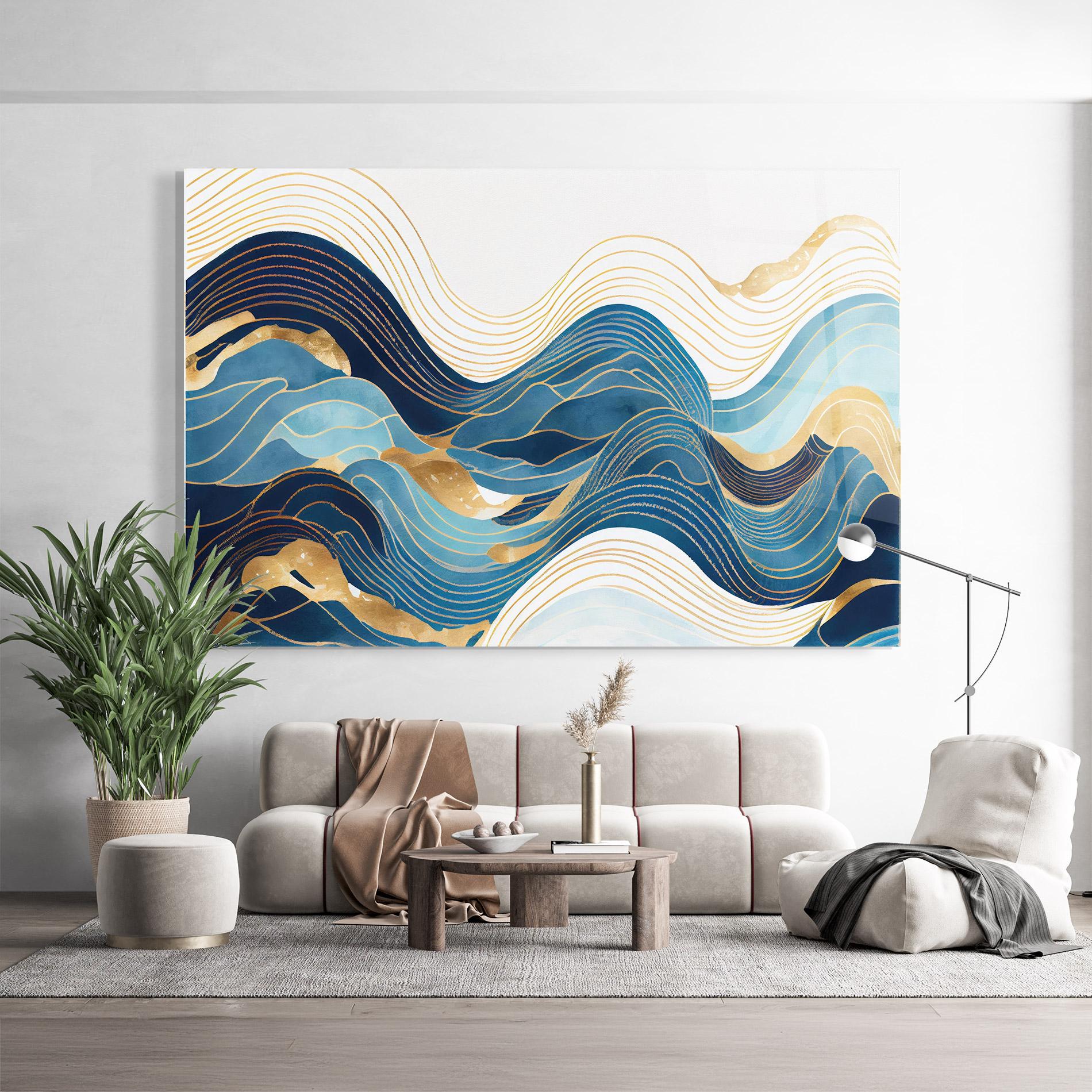 Glasbild Blue Wave Mountain mockup 9