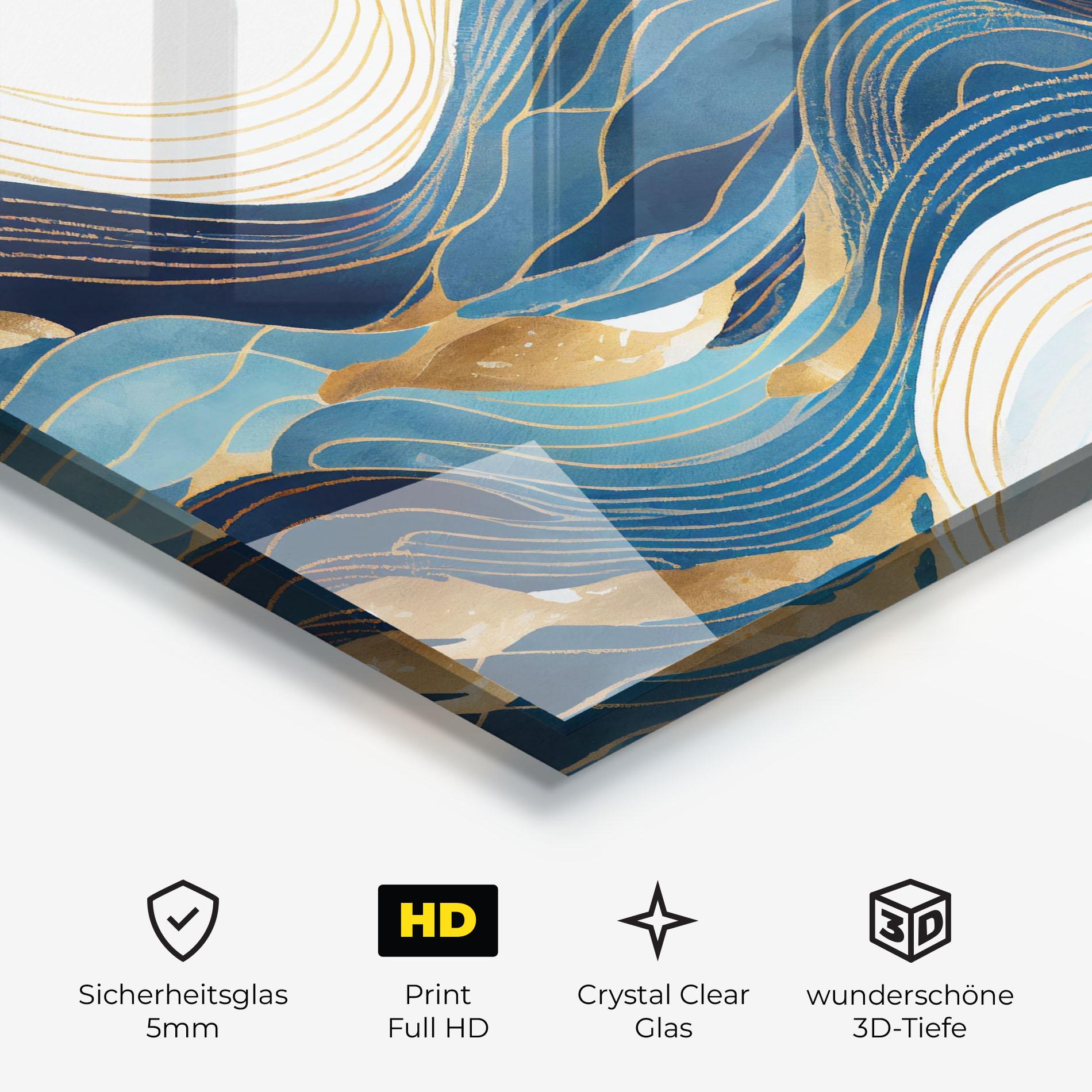 Glasbild Blue Wave Mountain mockup 3