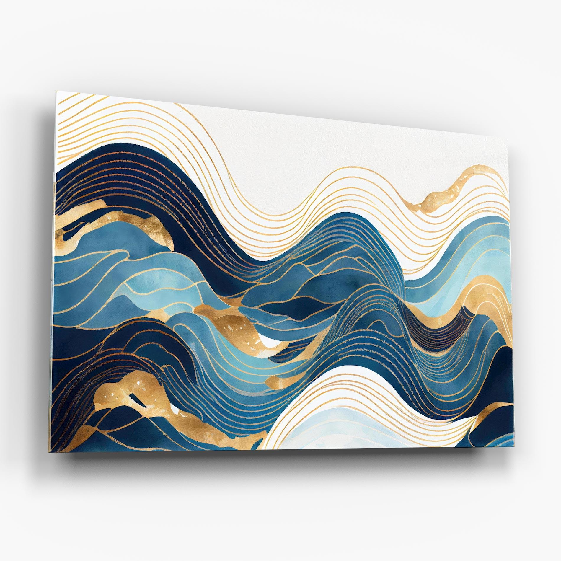 Glasbild Blue Wave Mountain mockup 6