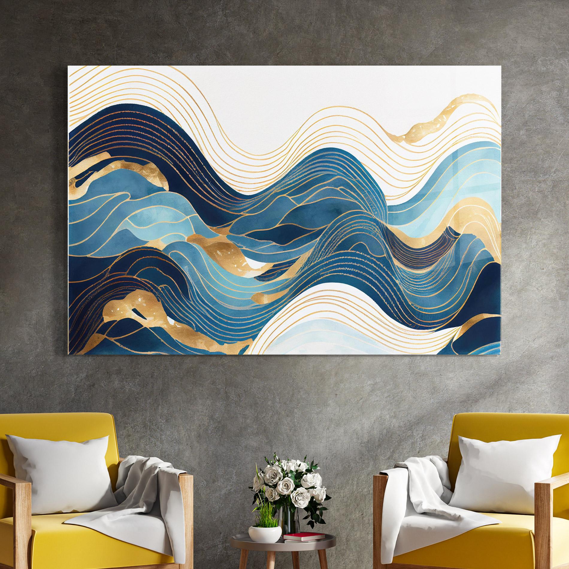 Glasbild Blue Wave Mountain mockup 4