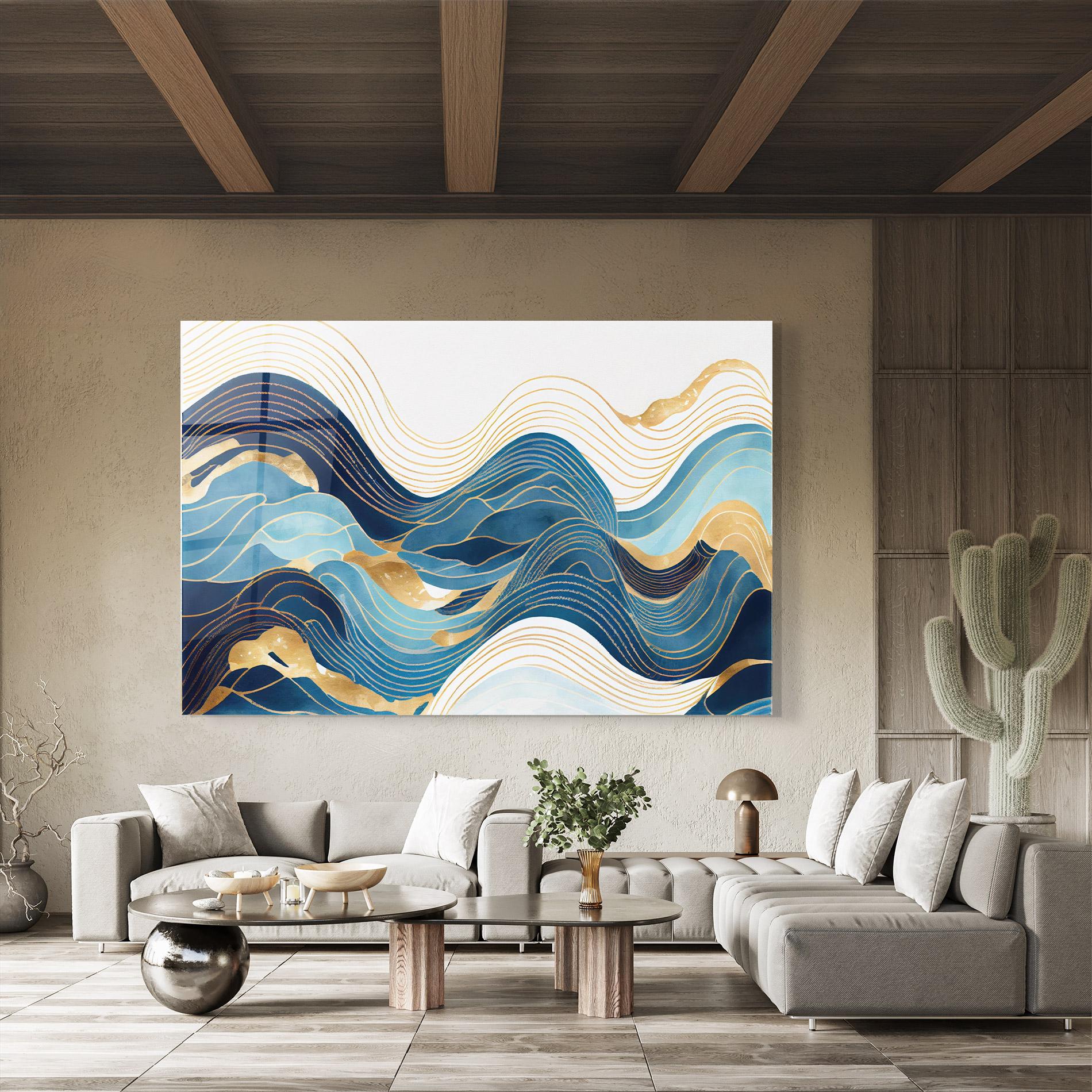 Glasbild Blue Wave Mountain mockup 8