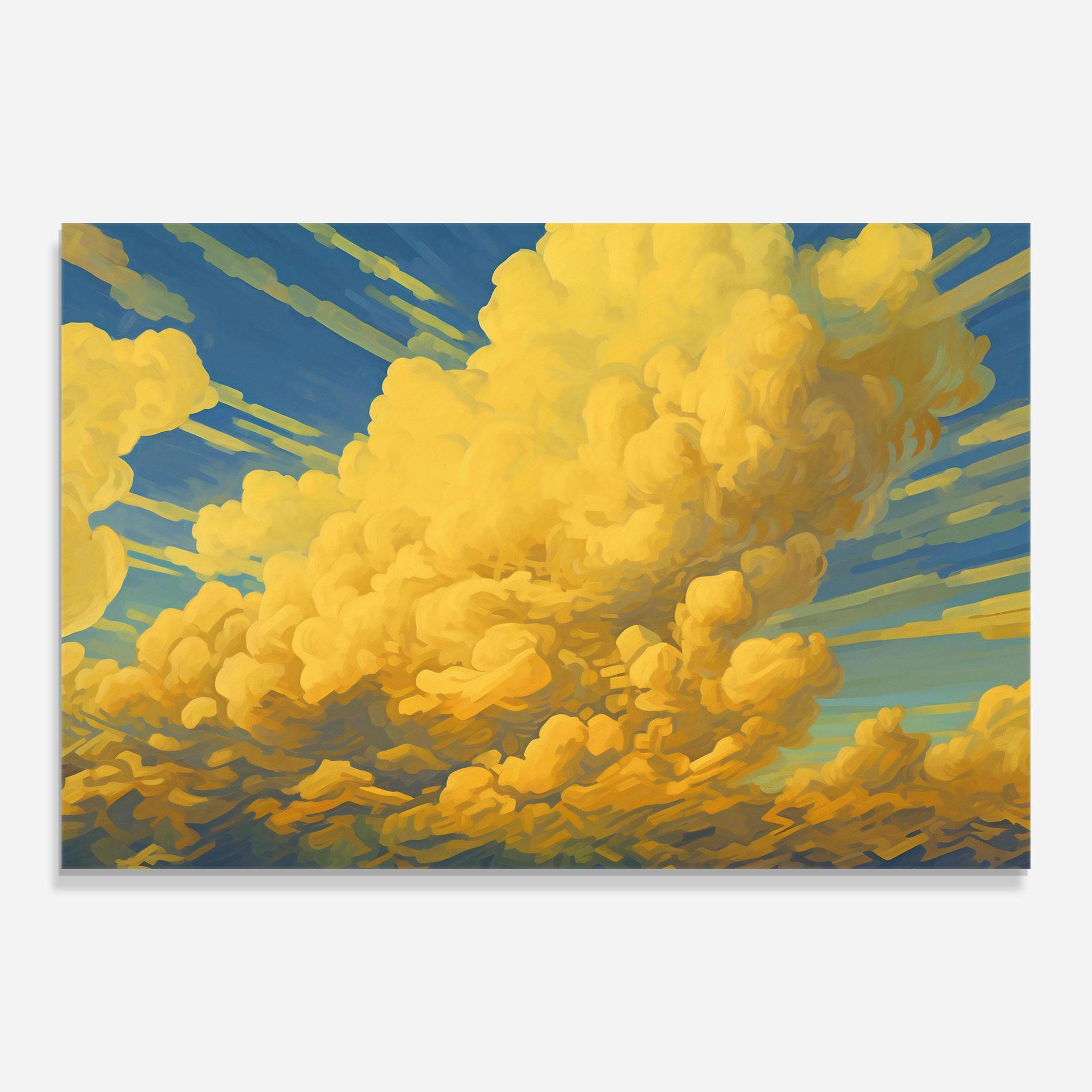 Glasbild Big Yellow Cloud Art mockup 0
