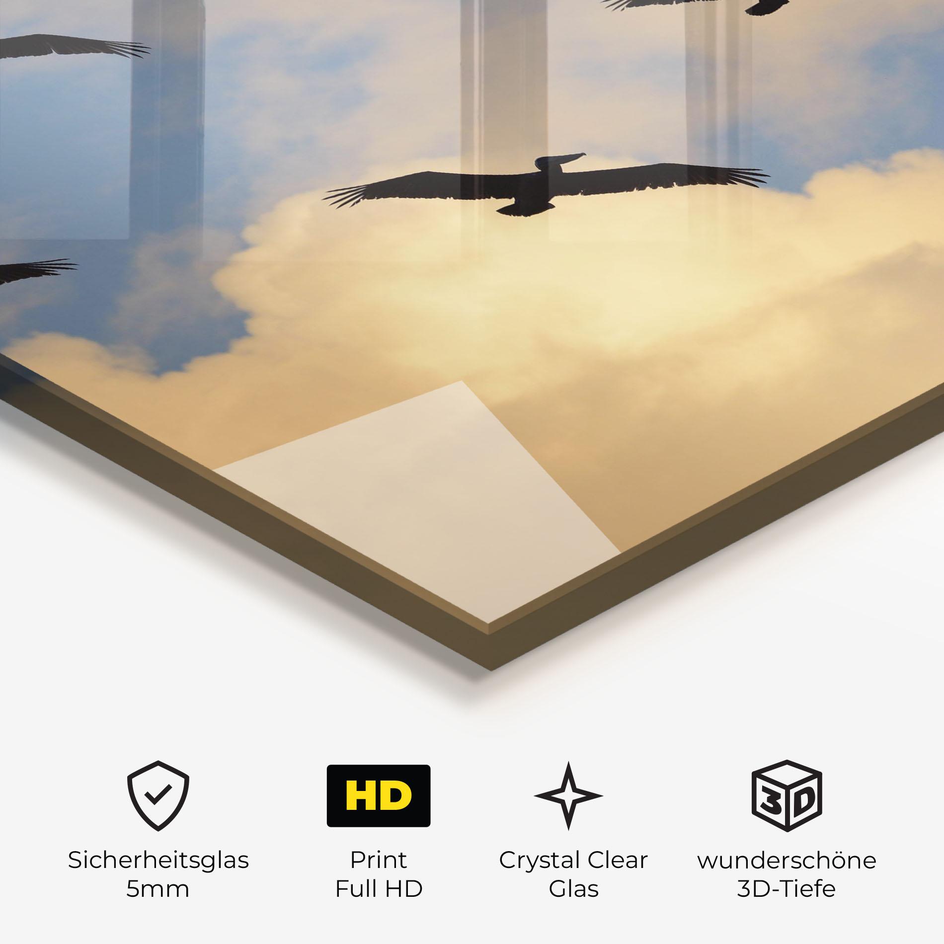 Glasbild Bird Shilouette Cloud mockup 3