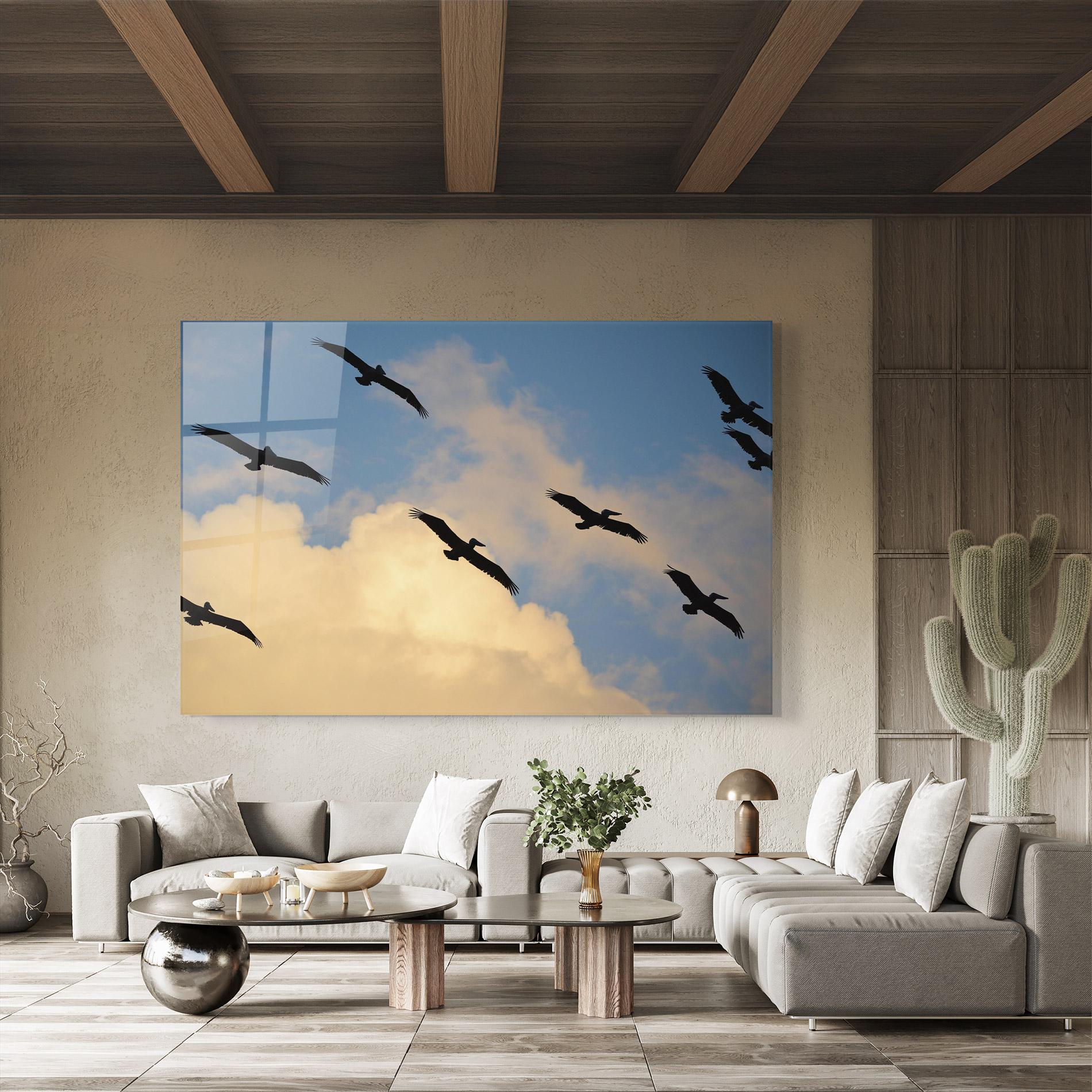 Glasbild Bird Shilouette Cloud mockup 8