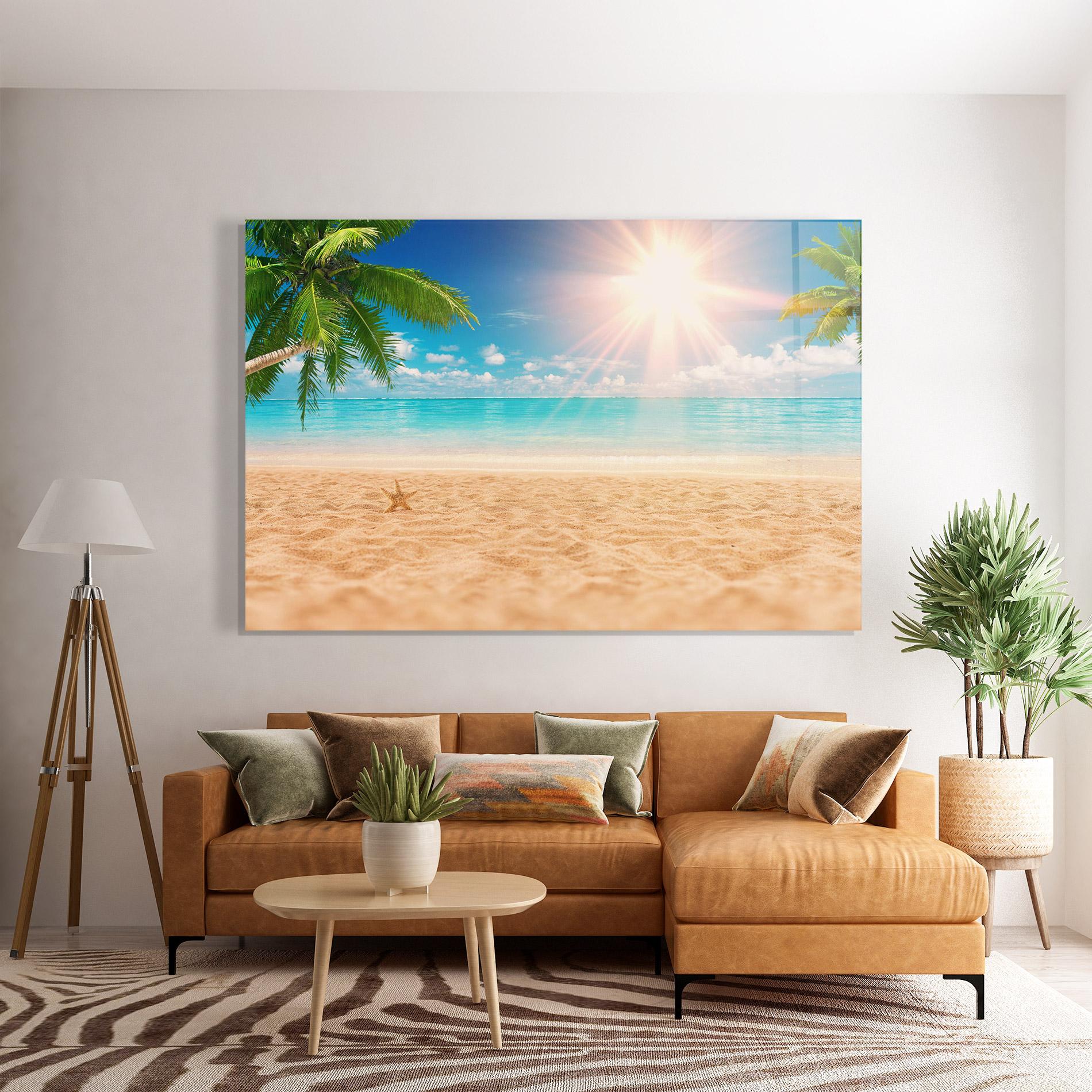 Glasbild Exotic Beach Ocean mockup 7