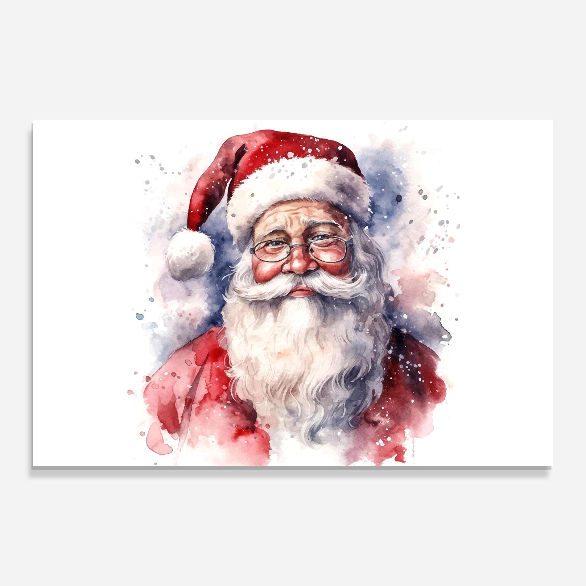 Glasbild Santa Watercolor mockup 0