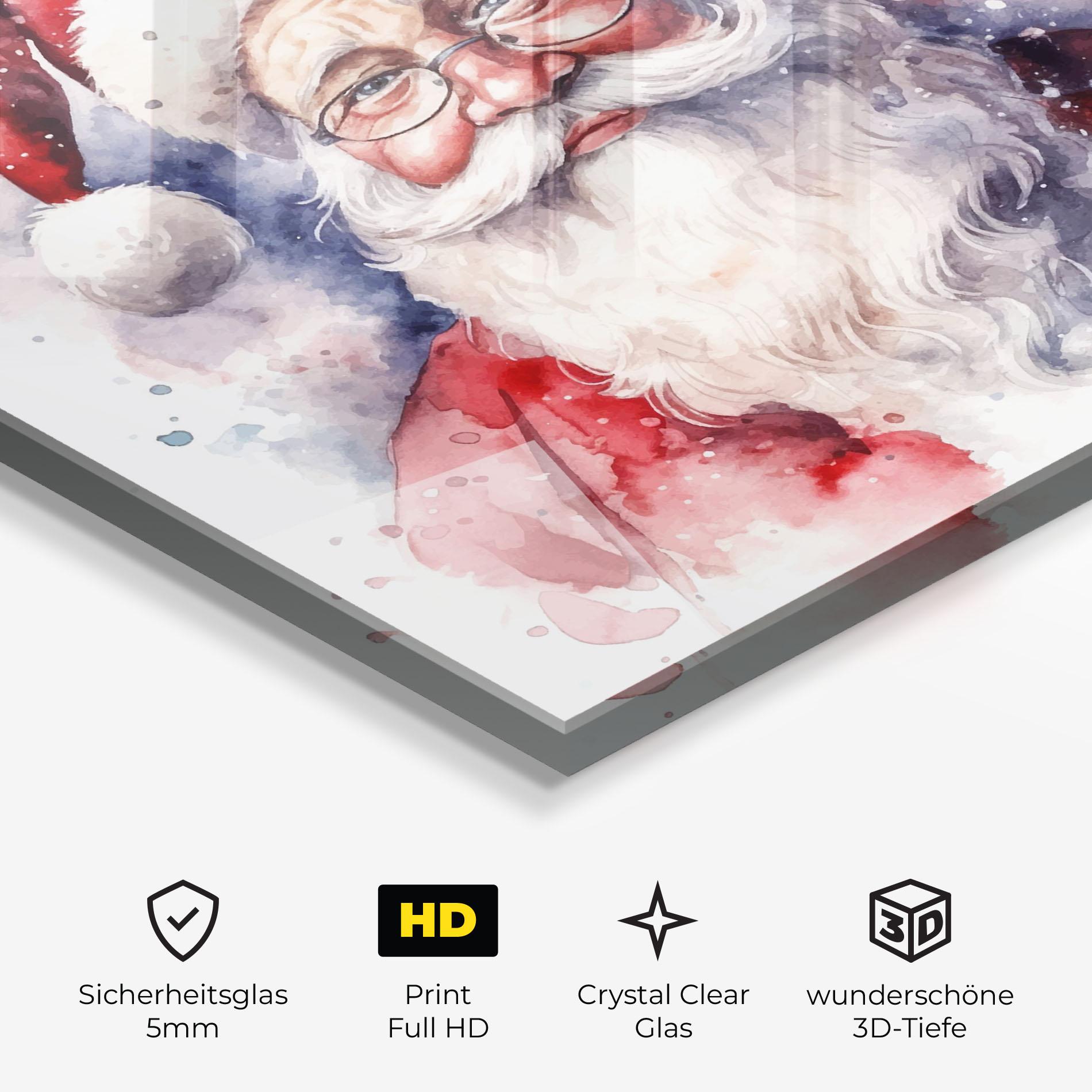 Glasbild Santa Watercolor mockup 3