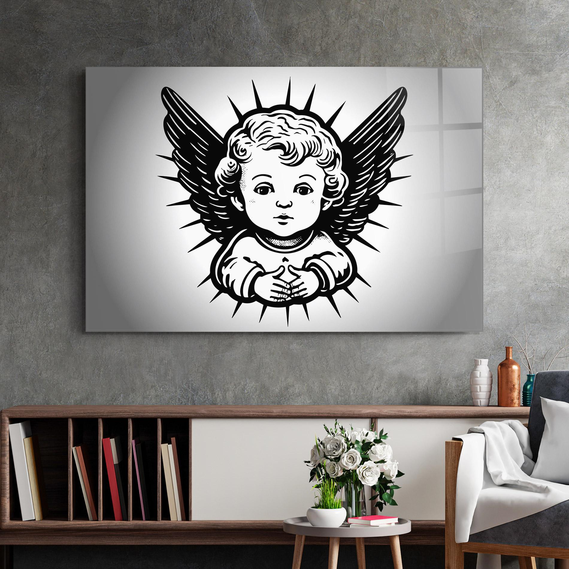 Glasbild Angel Small Wings mockup 2