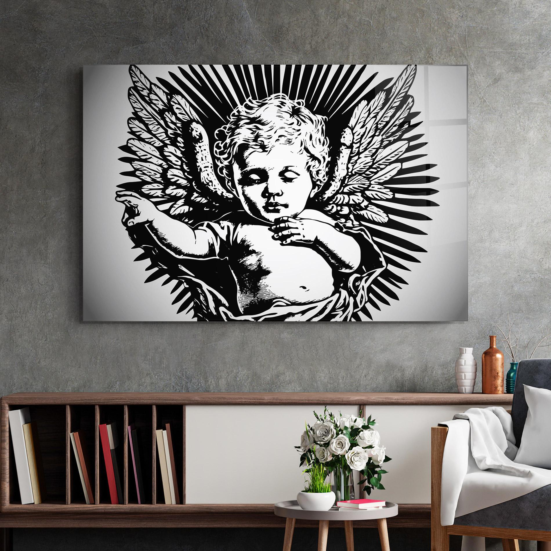 Glasbild Closed Eye Angel mockup 2