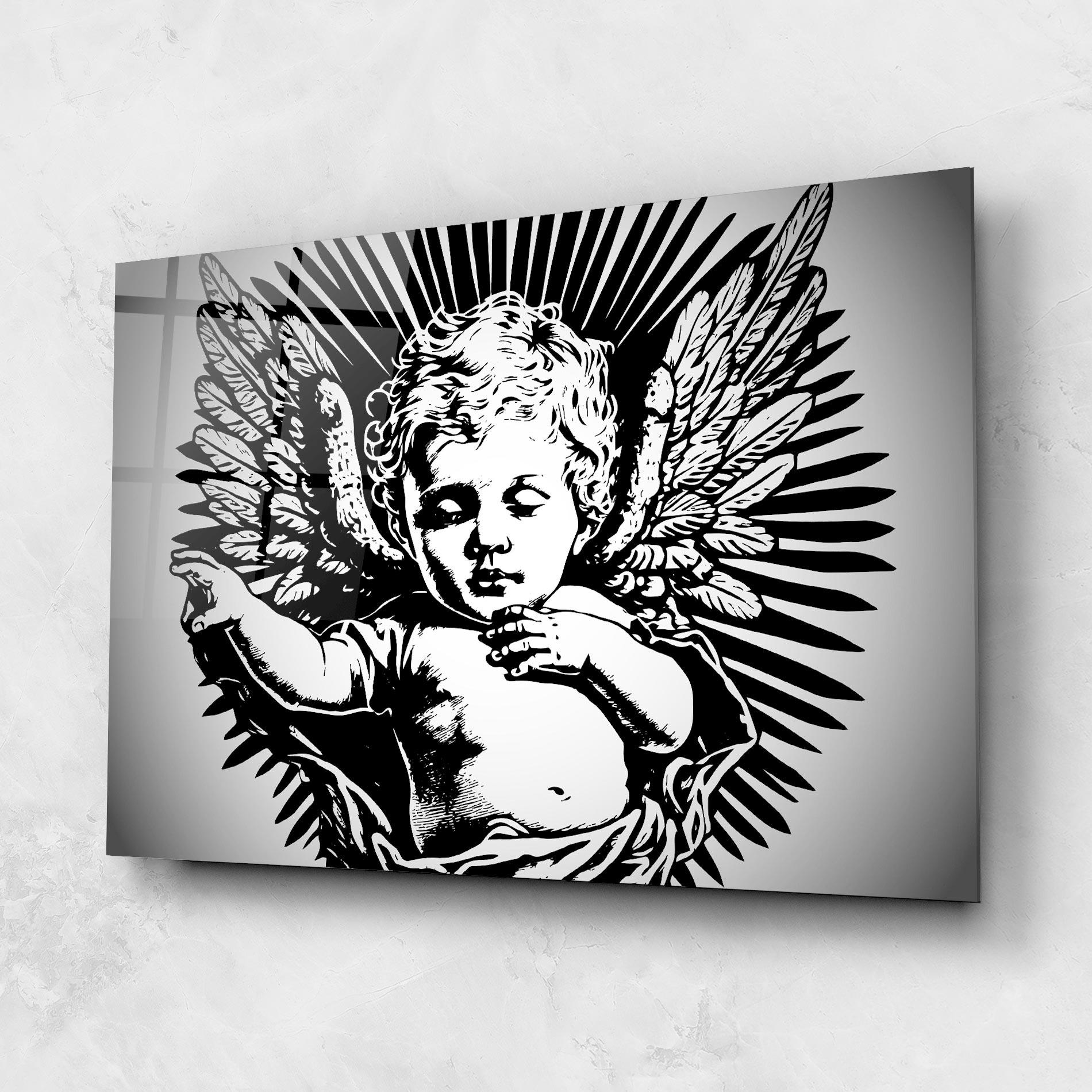 Glasbild Closed Eye Angel mockup 1