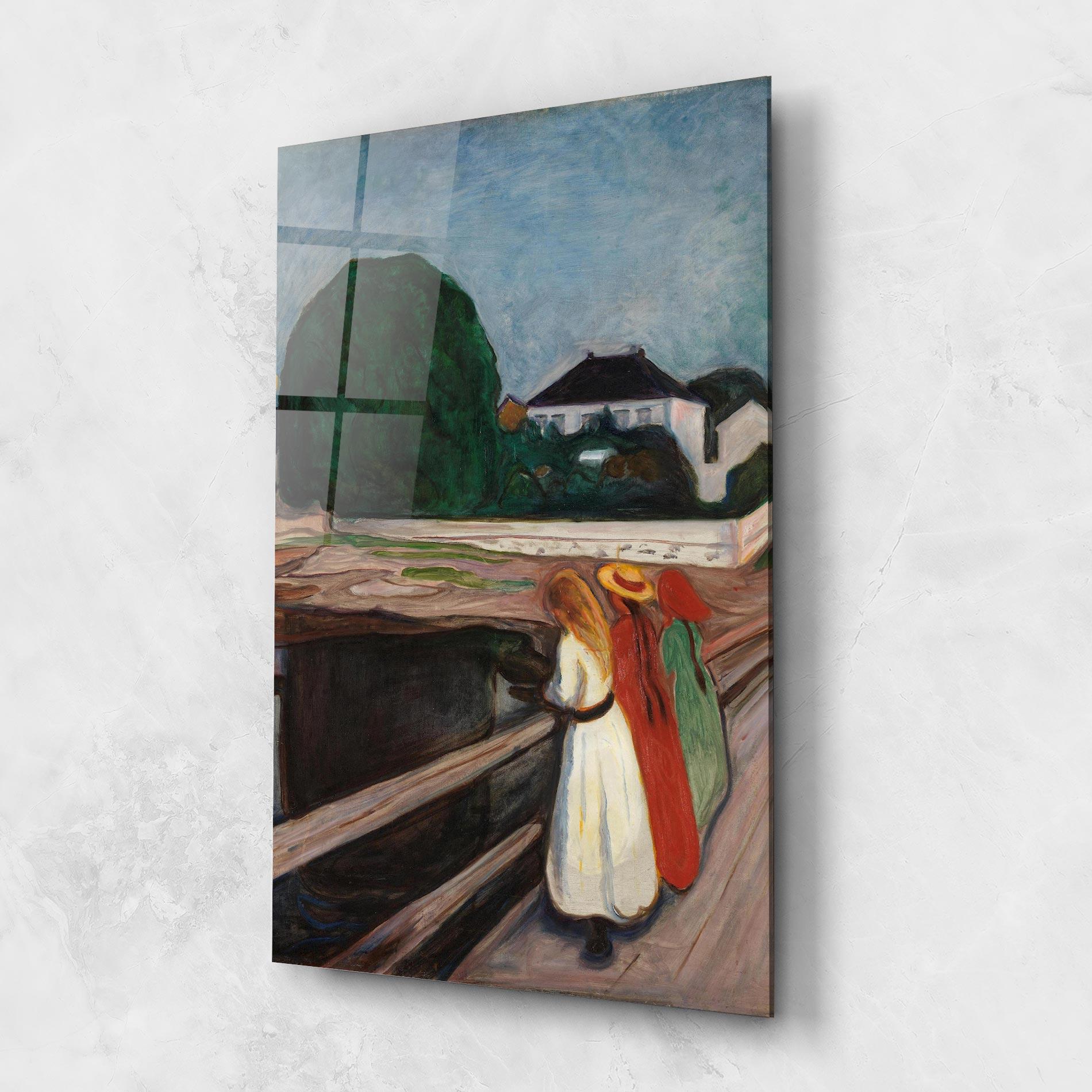 Glasbild Girls On The Bridge mockup 1