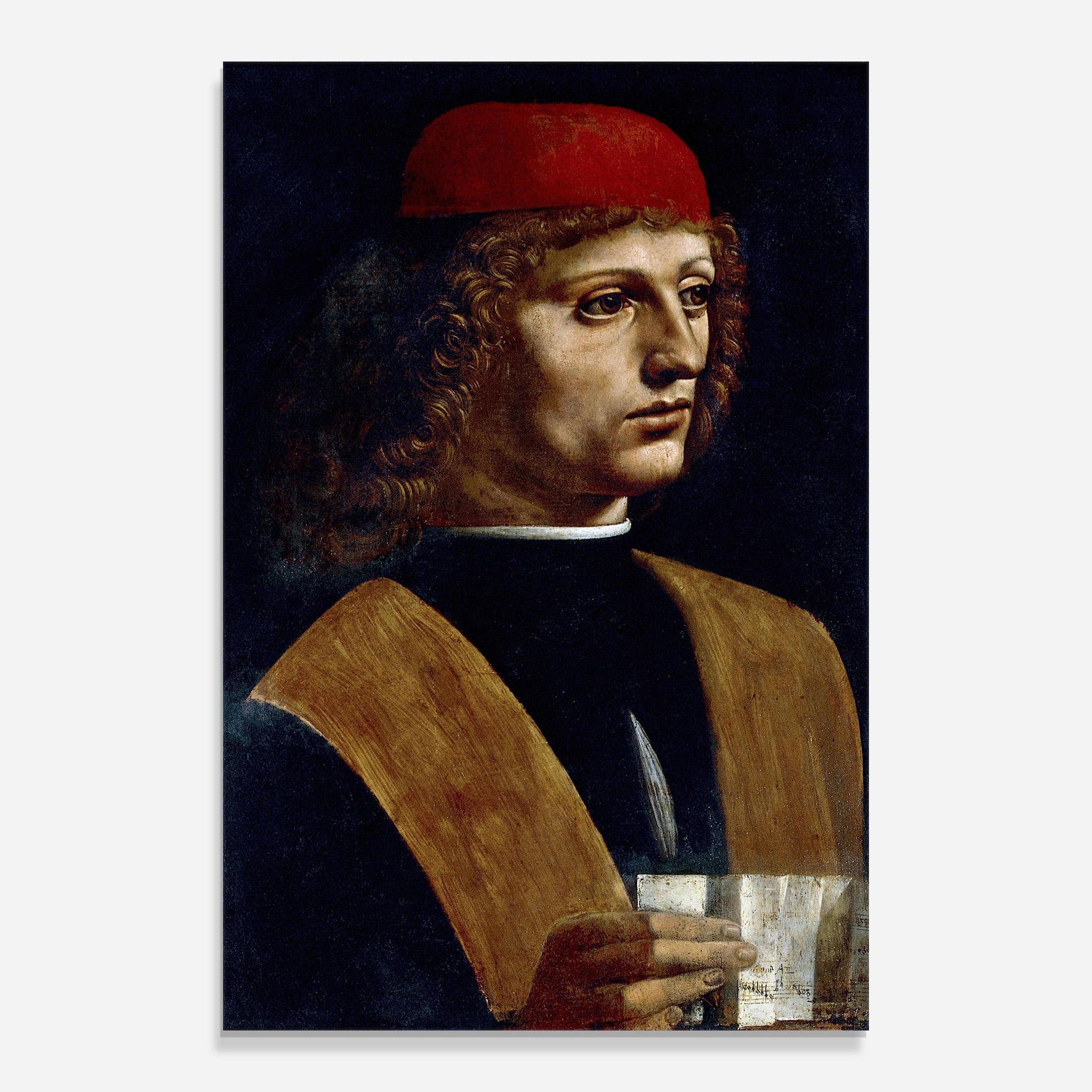 Glasbild Leonardo Da Vinci's The Portrait Of A Musician mockup 0