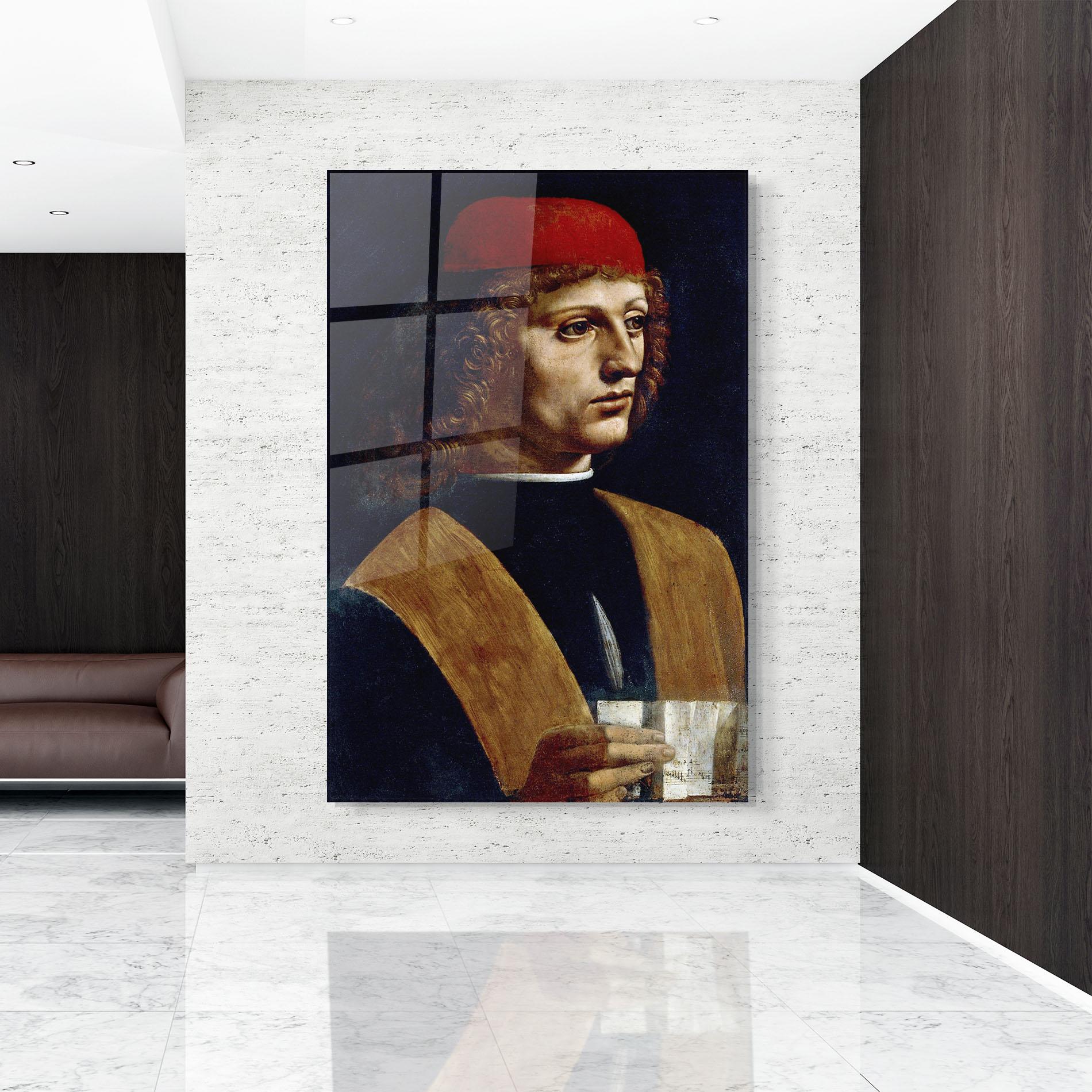 Glasbild Leonardo Da Vinci's The Portrait Of A Musician mockup 9