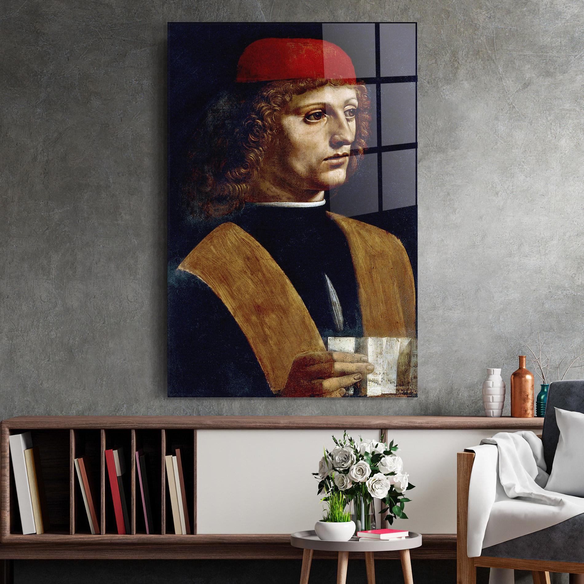 Glasbild Leonardo Da Vinci's The Portrait Of A Musician mockup 2