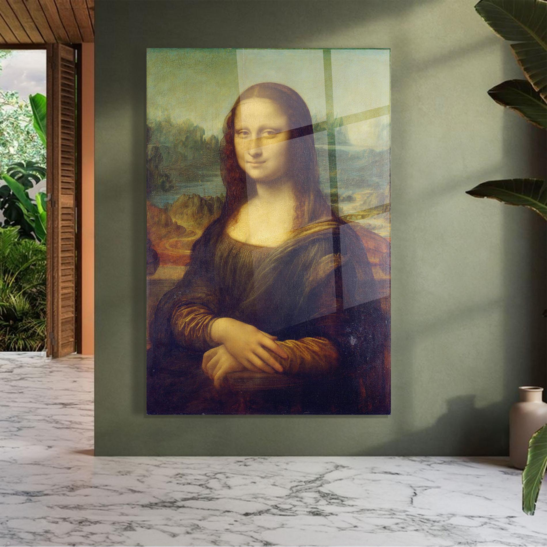 Glasbild Gioconda By Leonardo Da Vinci mockup 7