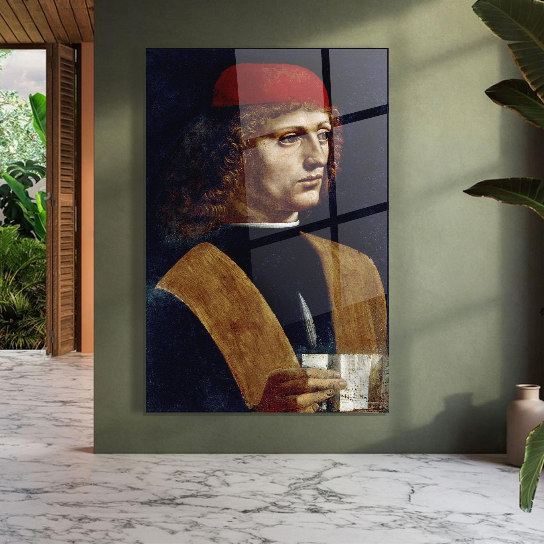 Glasbild Leonardo Da Vinci's The Portrait Of A Musician mockup 7