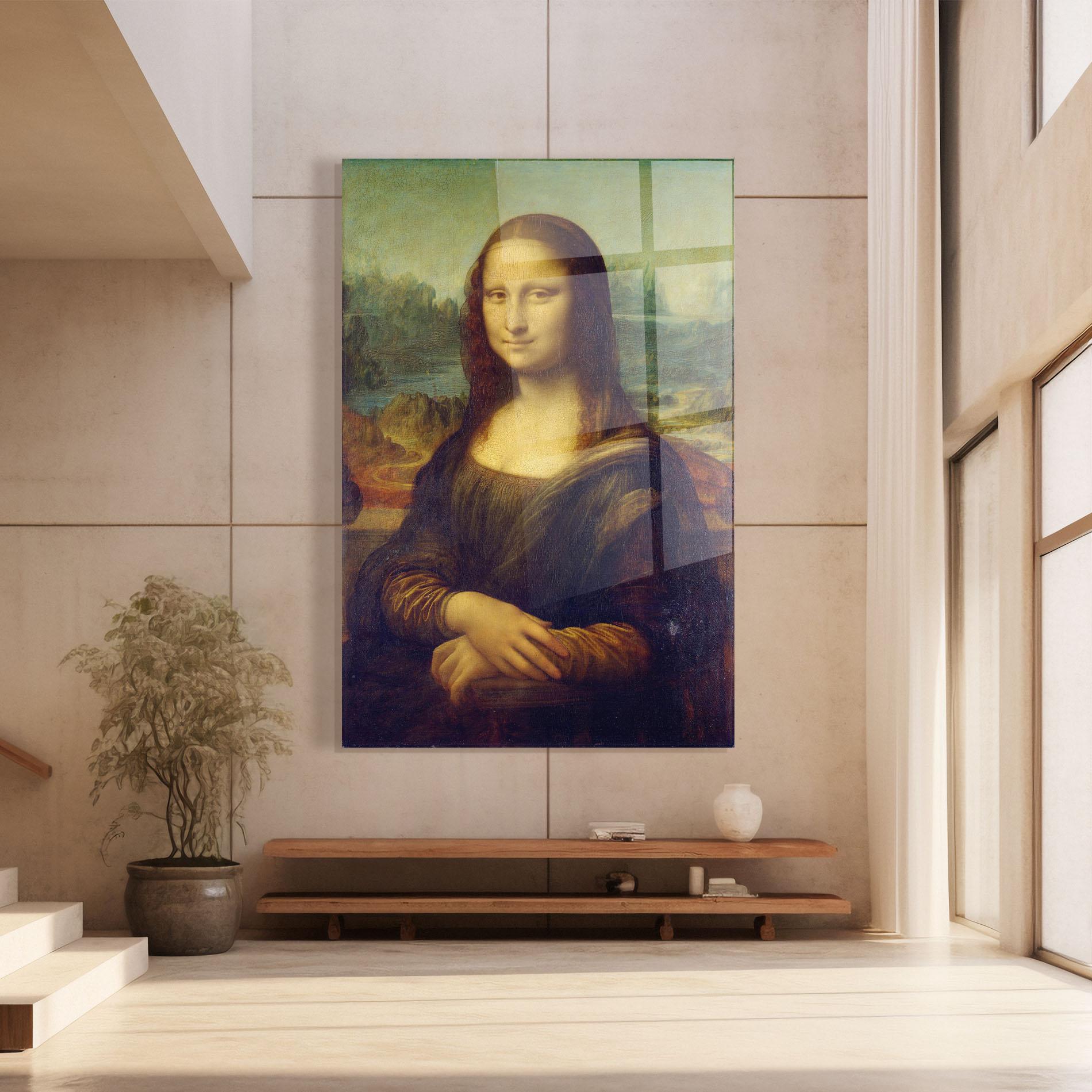 Glasbild Gioconda By Leonardo Da Vinci mockup 8