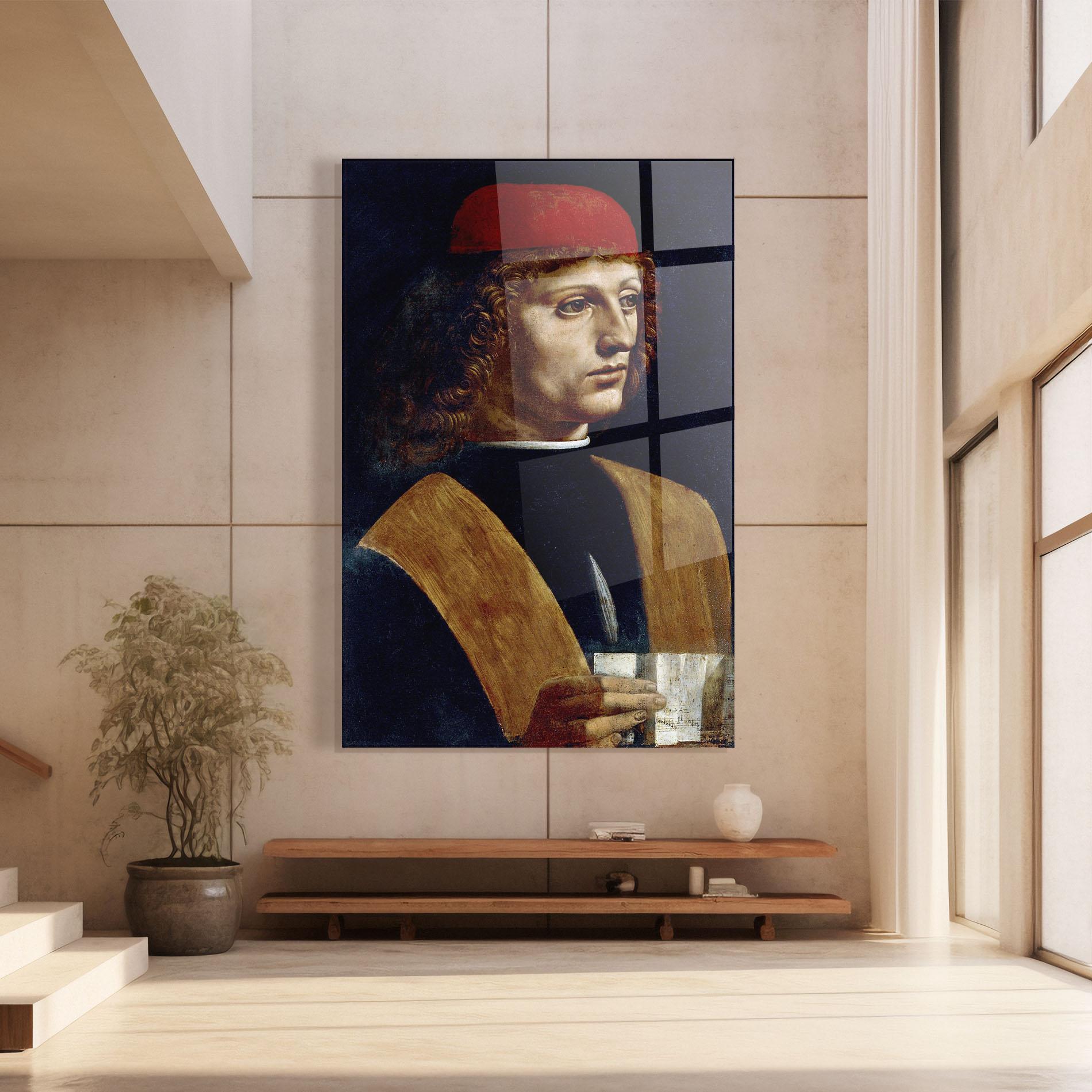 Glasbild Leonardo Da Vinci's The Portrait Of A Musician mockup 8