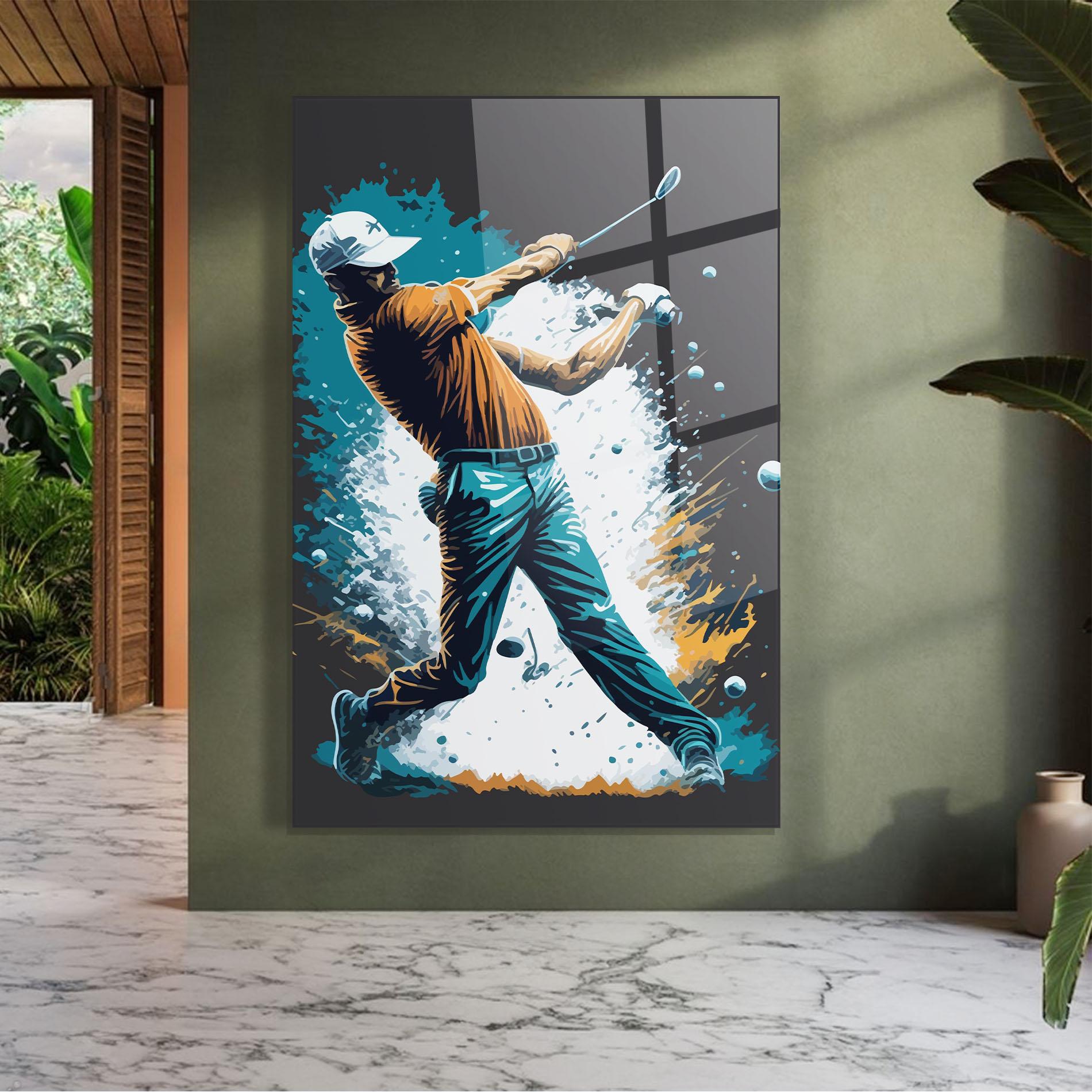 Glasbild Golf On Grey mockup 7