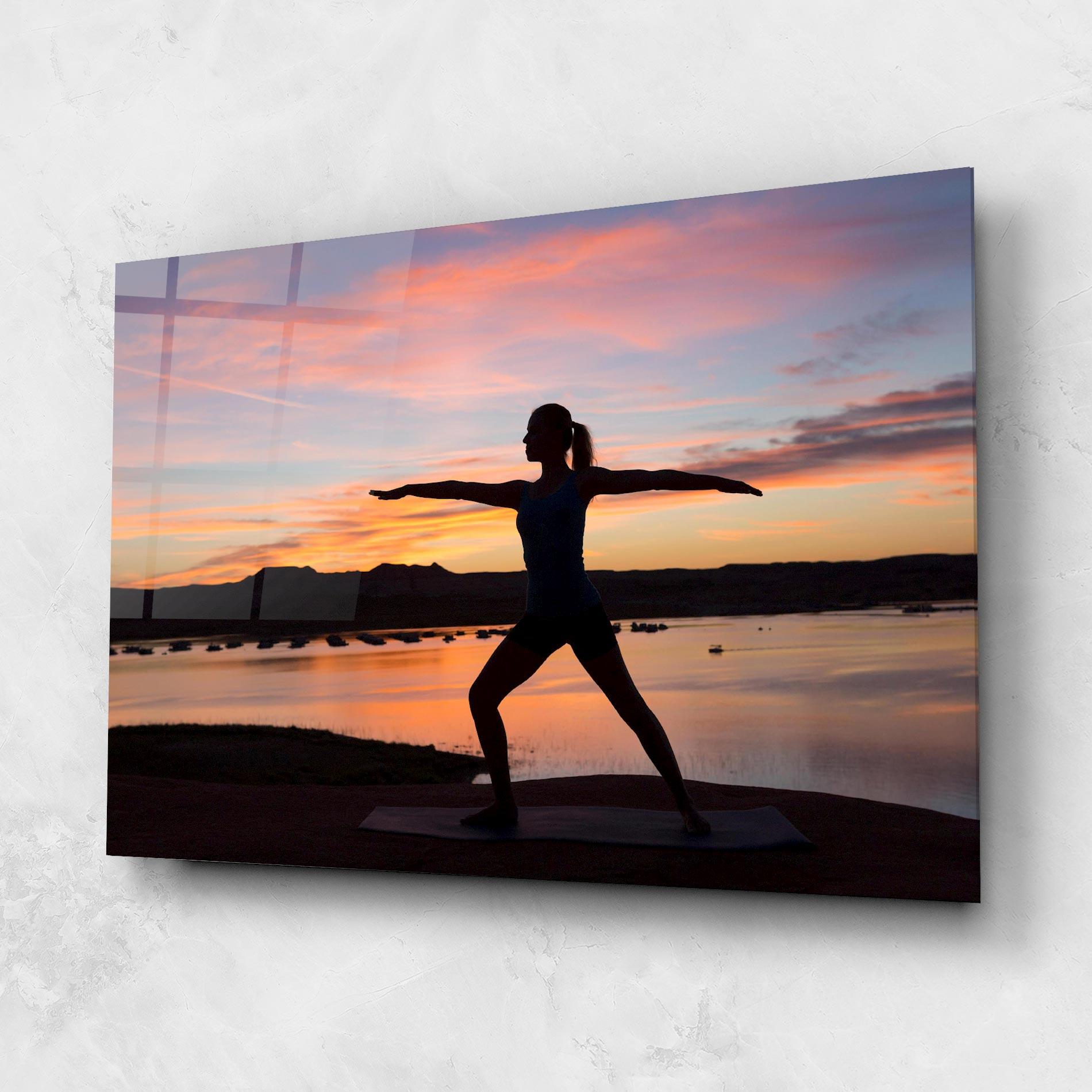 Glasbild Morning Yoga mockup 1