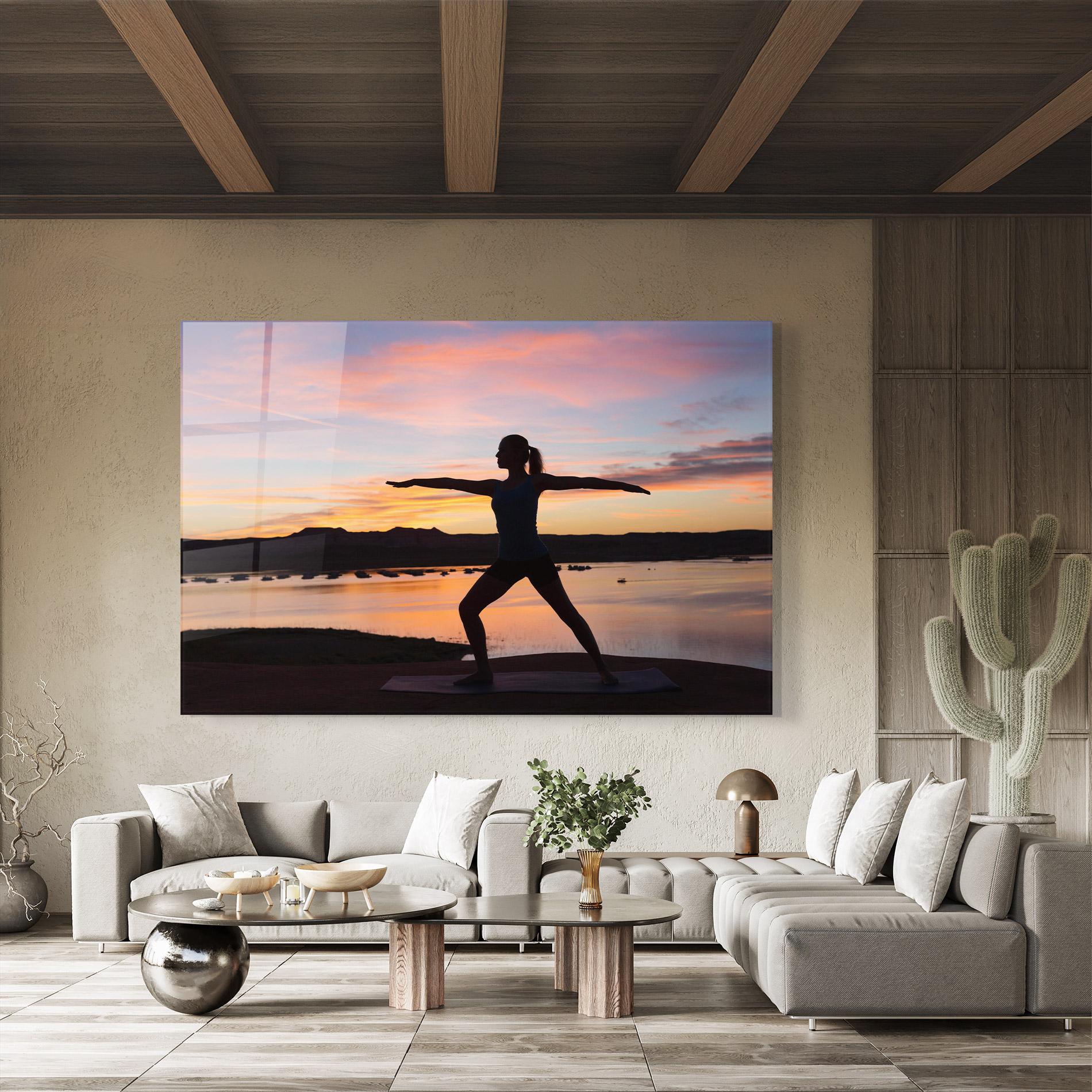 Glasbild Morning Yoga mockup 8